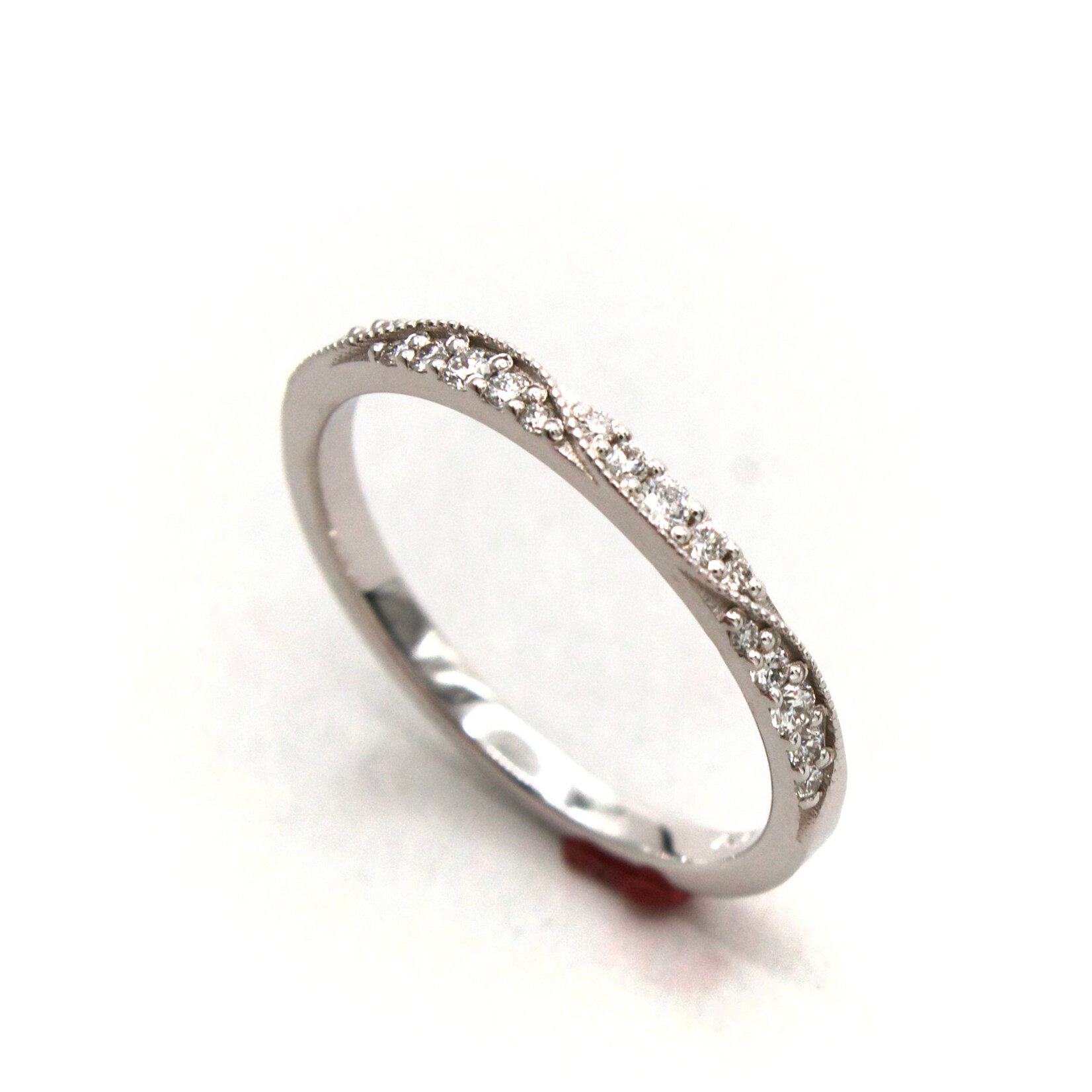 14K Gold Milgrain Wave Band with Lab-Grown Diamonds