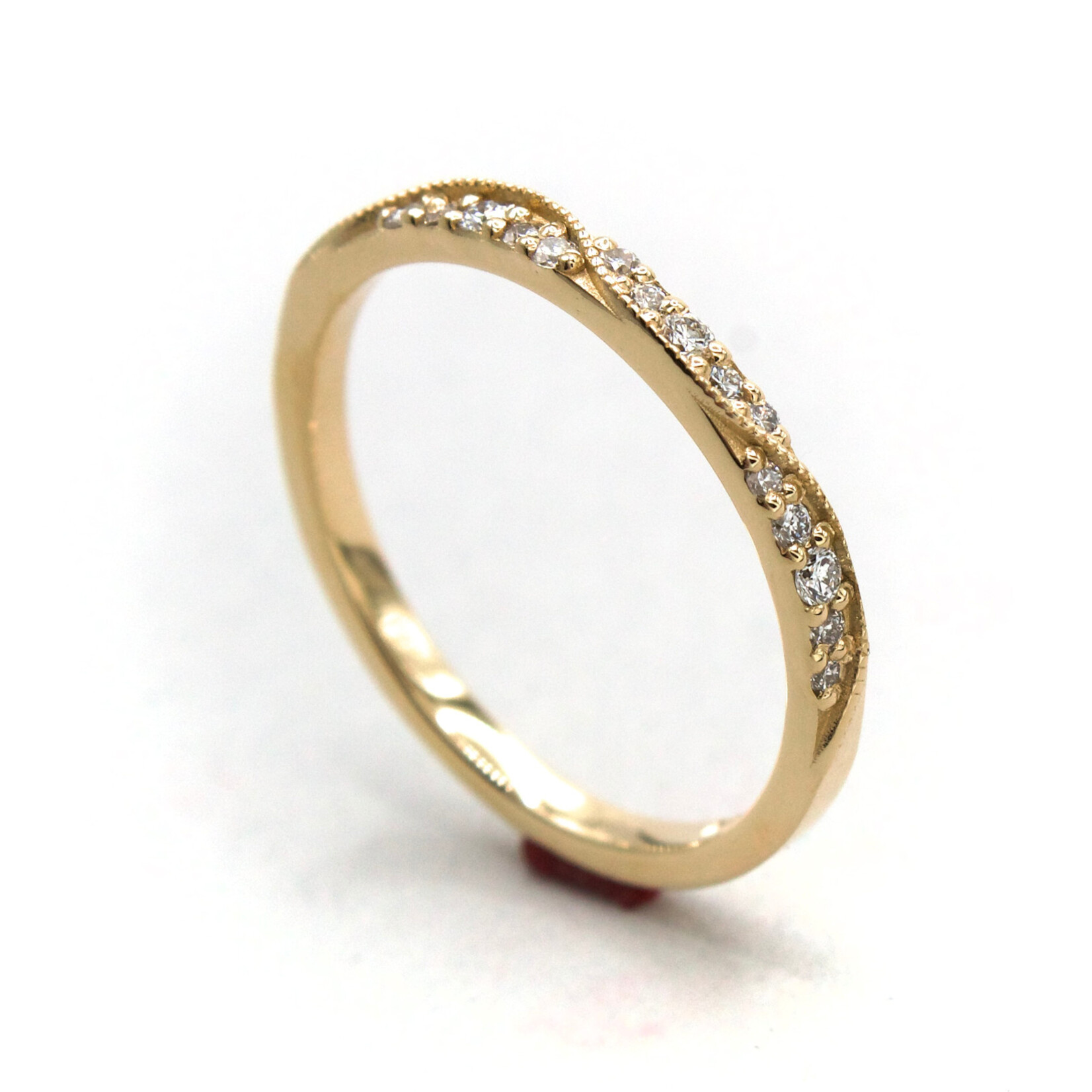14K Gold Milgrain Wave Band with Lab-Grown Diamonds