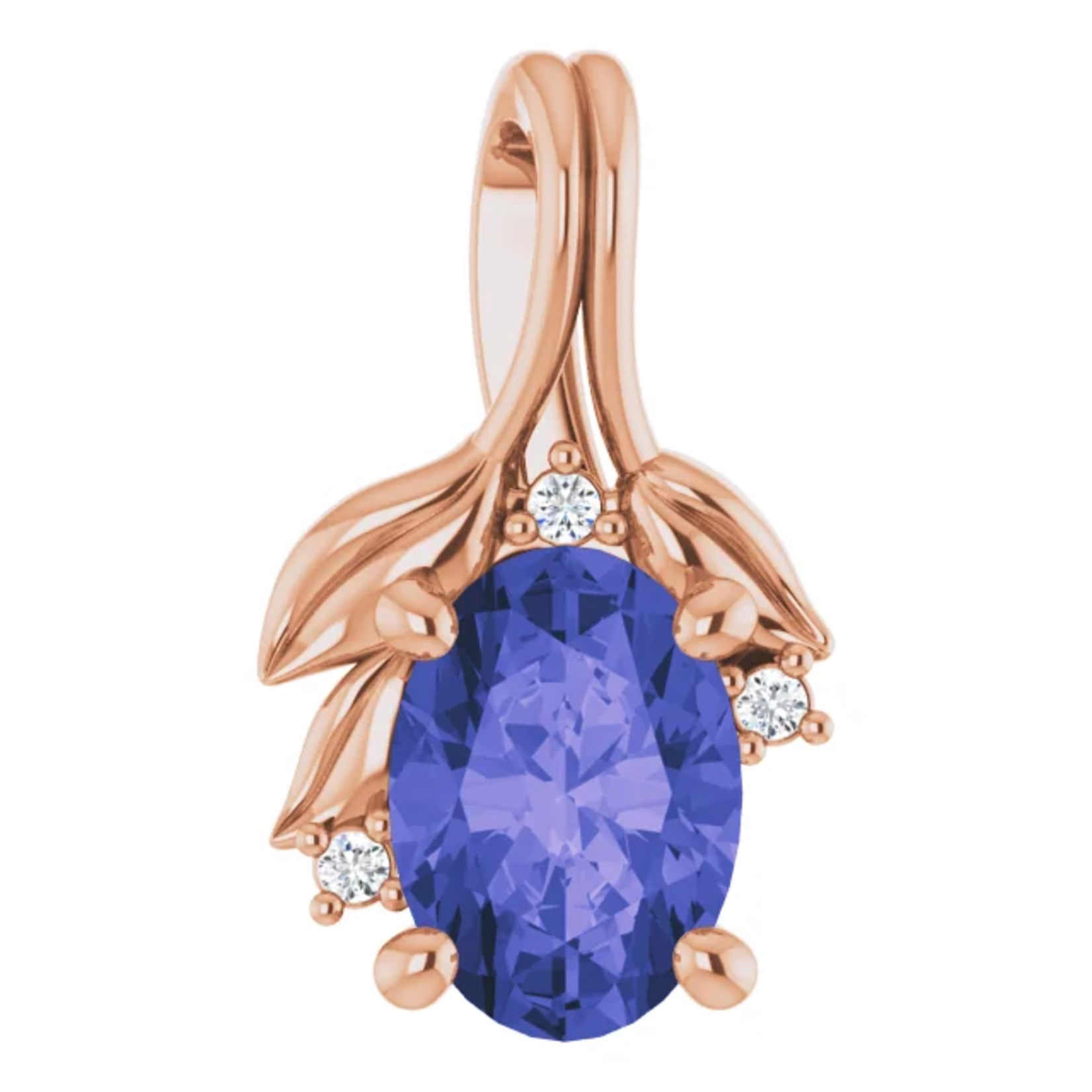 Mckay Diamonds Iolite Oval Pendant with Leaves / 7.00mm