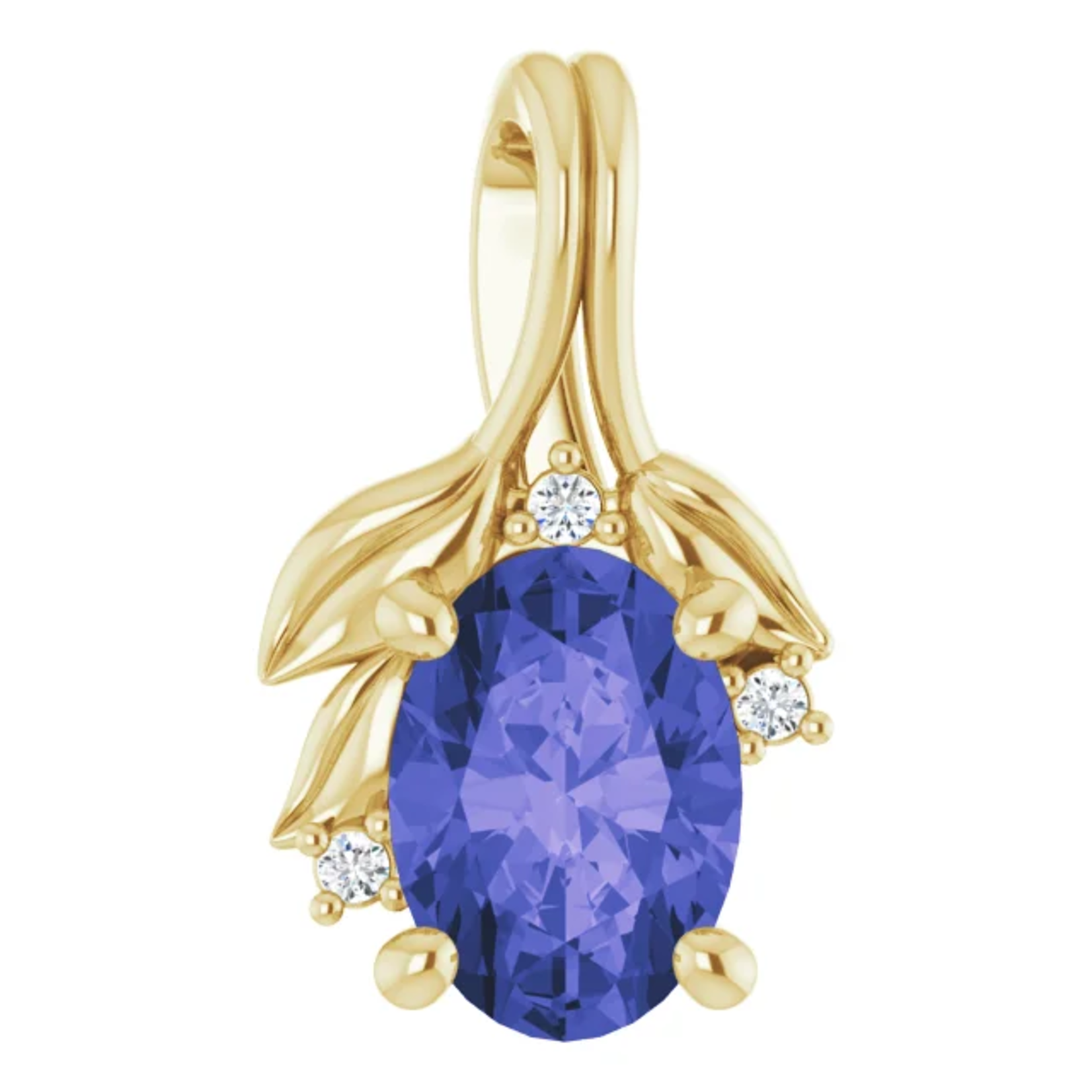 Mckay Diamonds Iolite Oval Pendant with Leaves / 7.00mm
