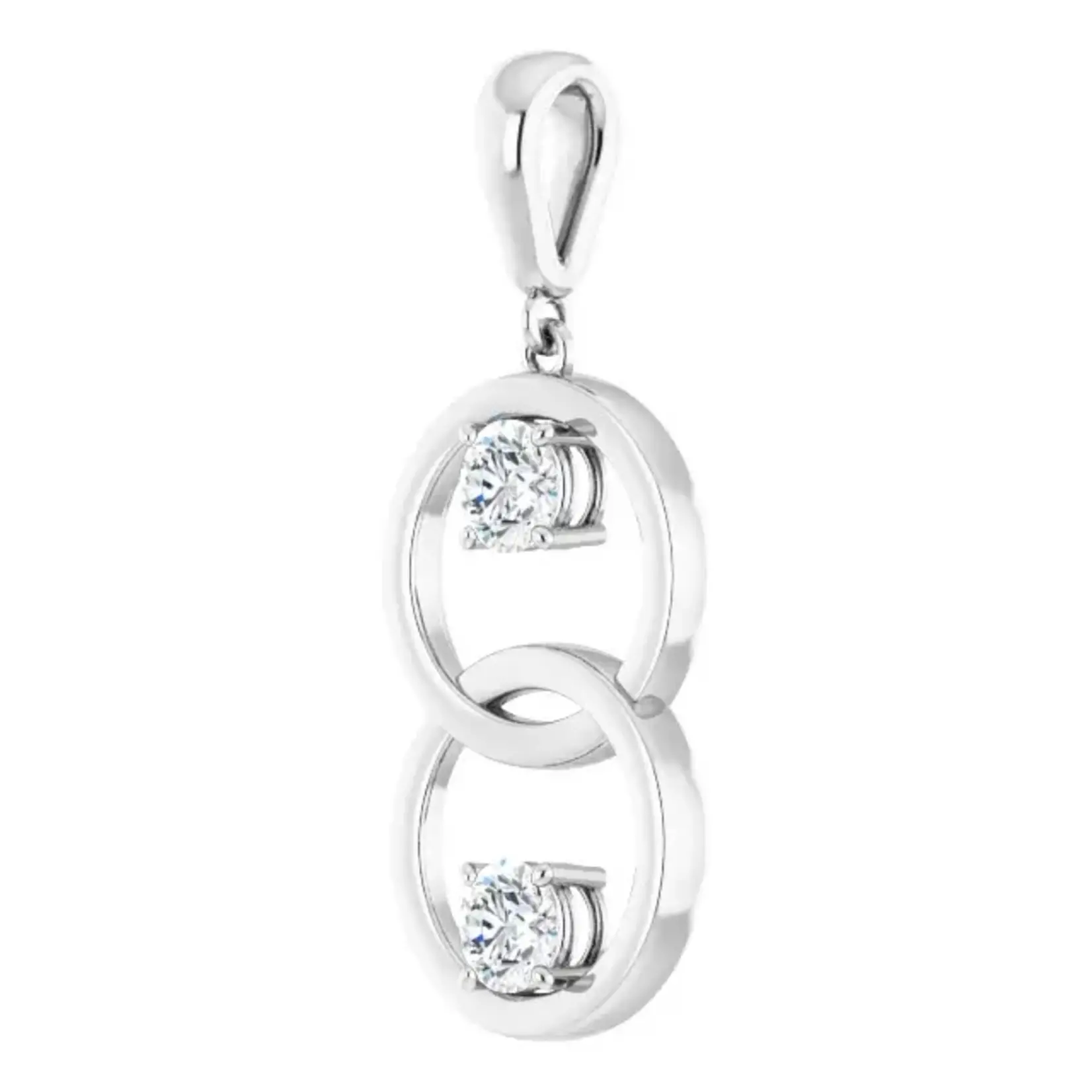 Mckay Diamonds Lab Grown Diamond Double Circle Pendant / 30x12mm 1/2ctw