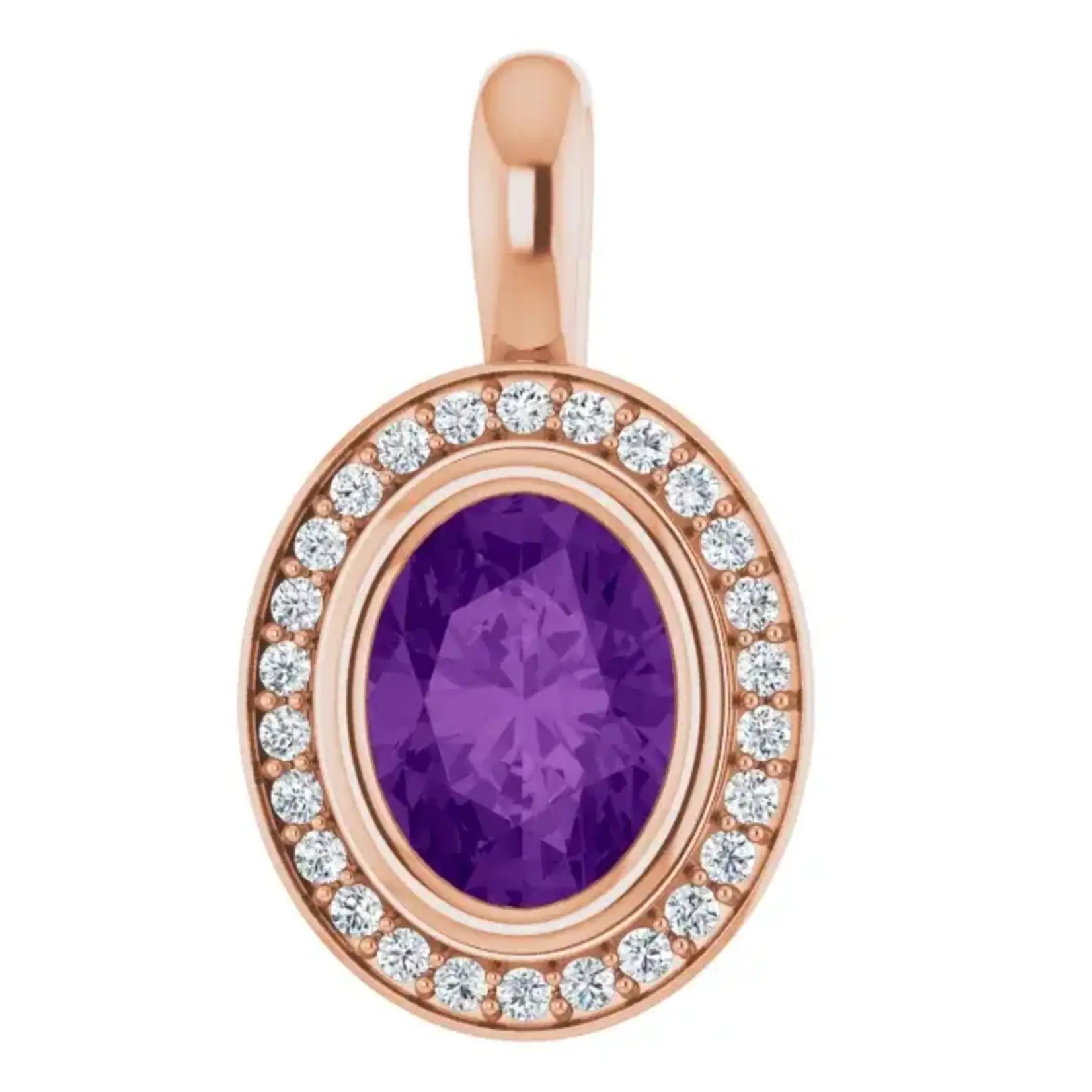 Mckay Diamonds Ornate Halo Amethyst Pendant & Lab Grown Diamonds/ 8x6mm
