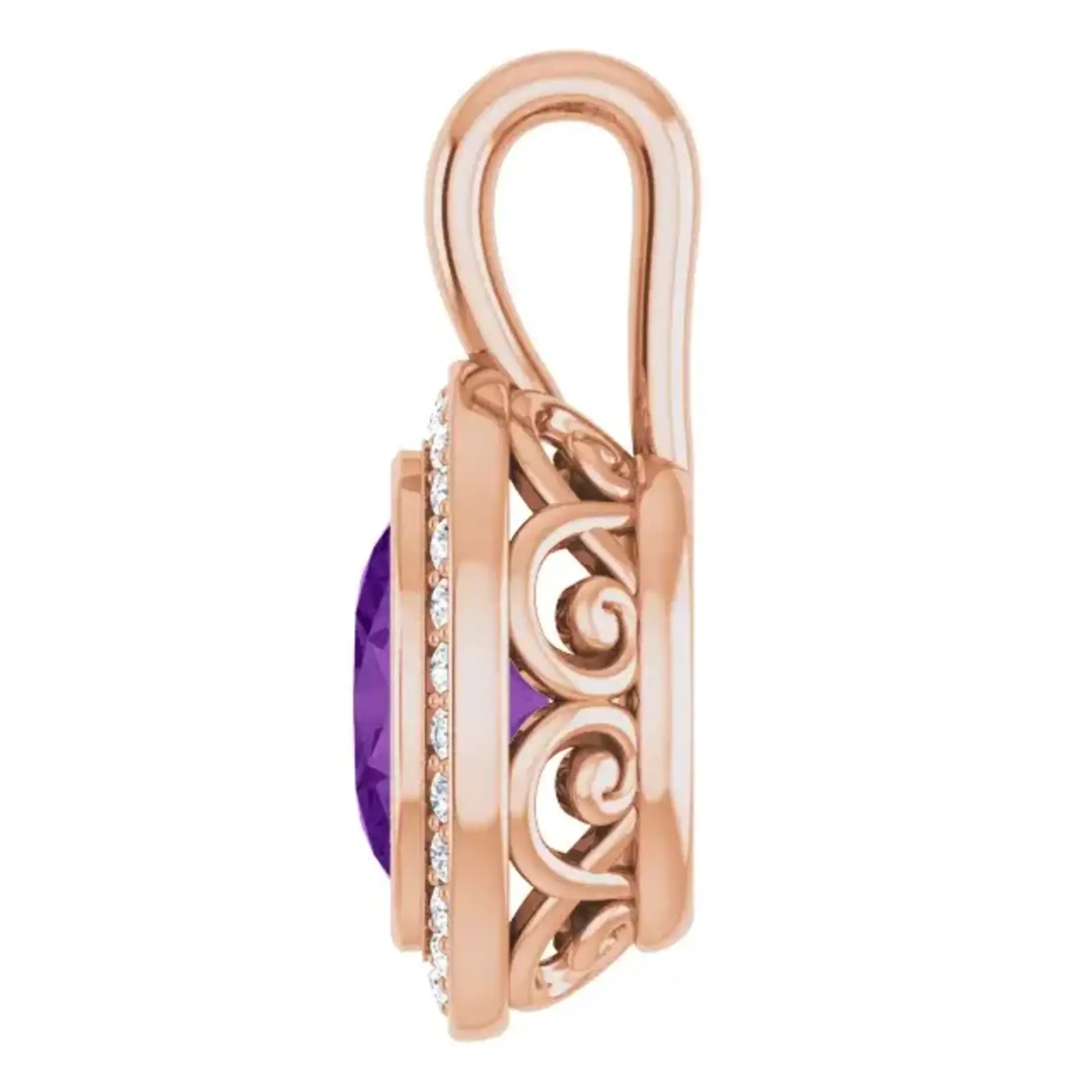 Mckay Diamonds Ornate Halo Amethyst Pendant & Lab Grown Diamonds/ 8x6mm