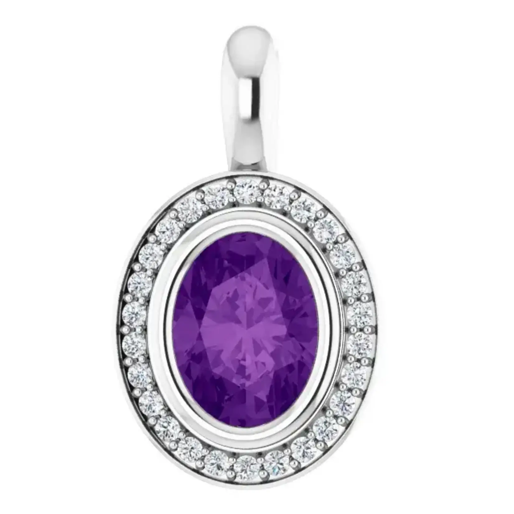 Mckay Diamonds Ornate Halo Amethyst Pendant & Lab Grown Diamonds/ 8x6mm