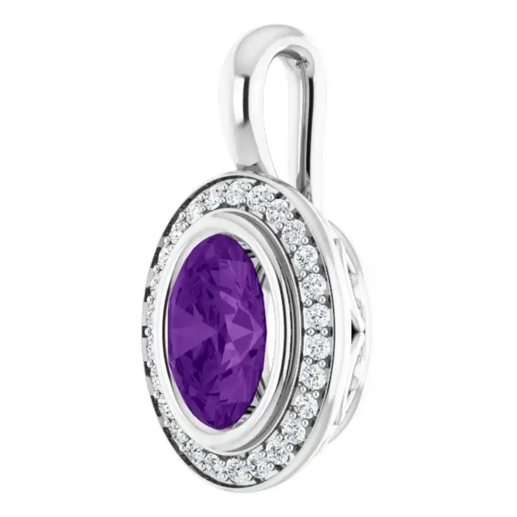 Mckay Diamonds Ornate Halo Amethyst Pendant & Lab Grown Diamonds/ 8x6mm