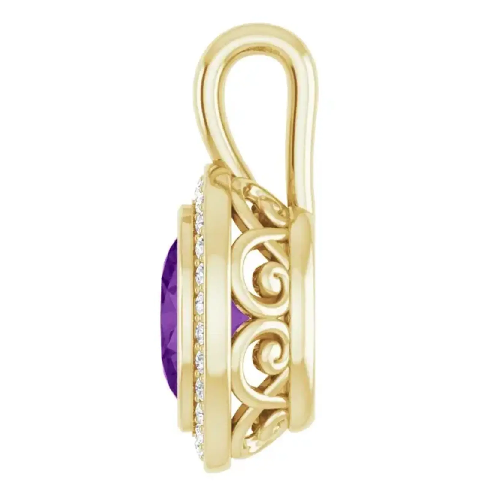 Mckay Diamonds Ornate Halo Amethyst Pendant & Lab Grown Diamonds/ 8x6mm