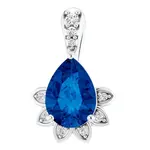 Mckay Diamonds Floral Design Natural Blue Sapphire & Diamond Pendant/ 7x5mm