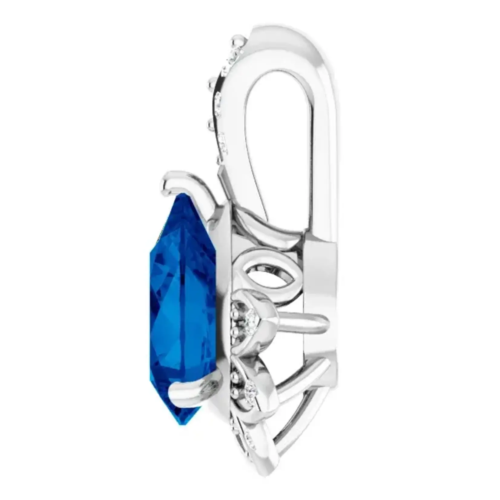 Mckay Diamonds Floral Design Natural Blue Sapphire & Diamond Pendant/ 7x5mm