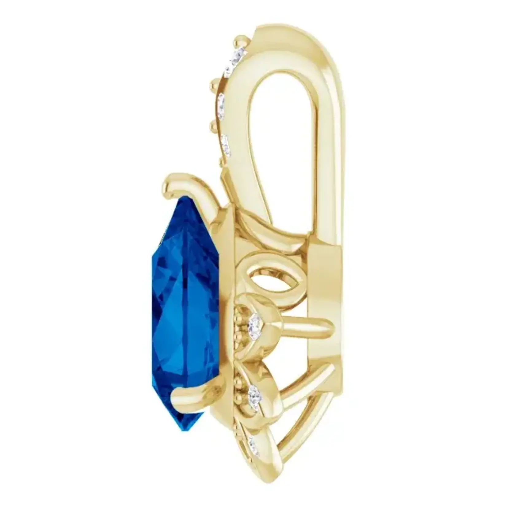 Mckay Diamonds Floral Design Natural Blue Sapphire & Diamond Pendant/ 7x5mm