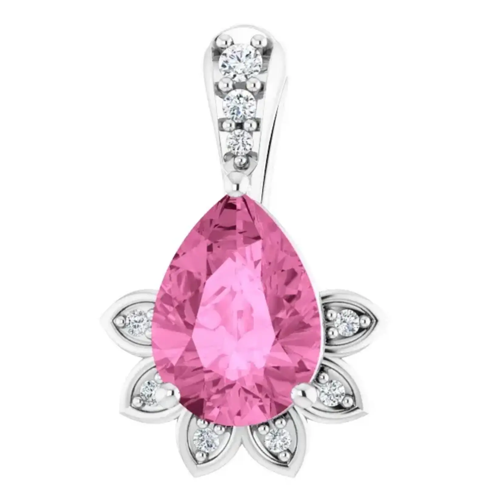Mckay Diamonds Floral Design Natural Pink Sapphire & Diamond Pendant/ 7x5mm