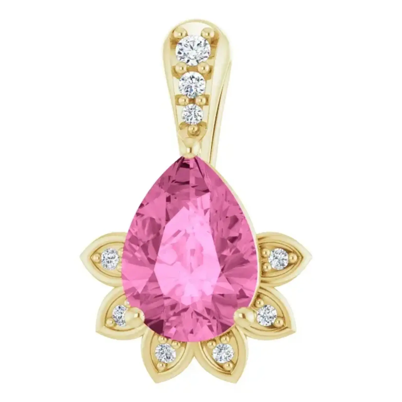 Mckay Diamonds Floral Design Natural Pink Sapphire & Diamond Pendant/ 7x5mm