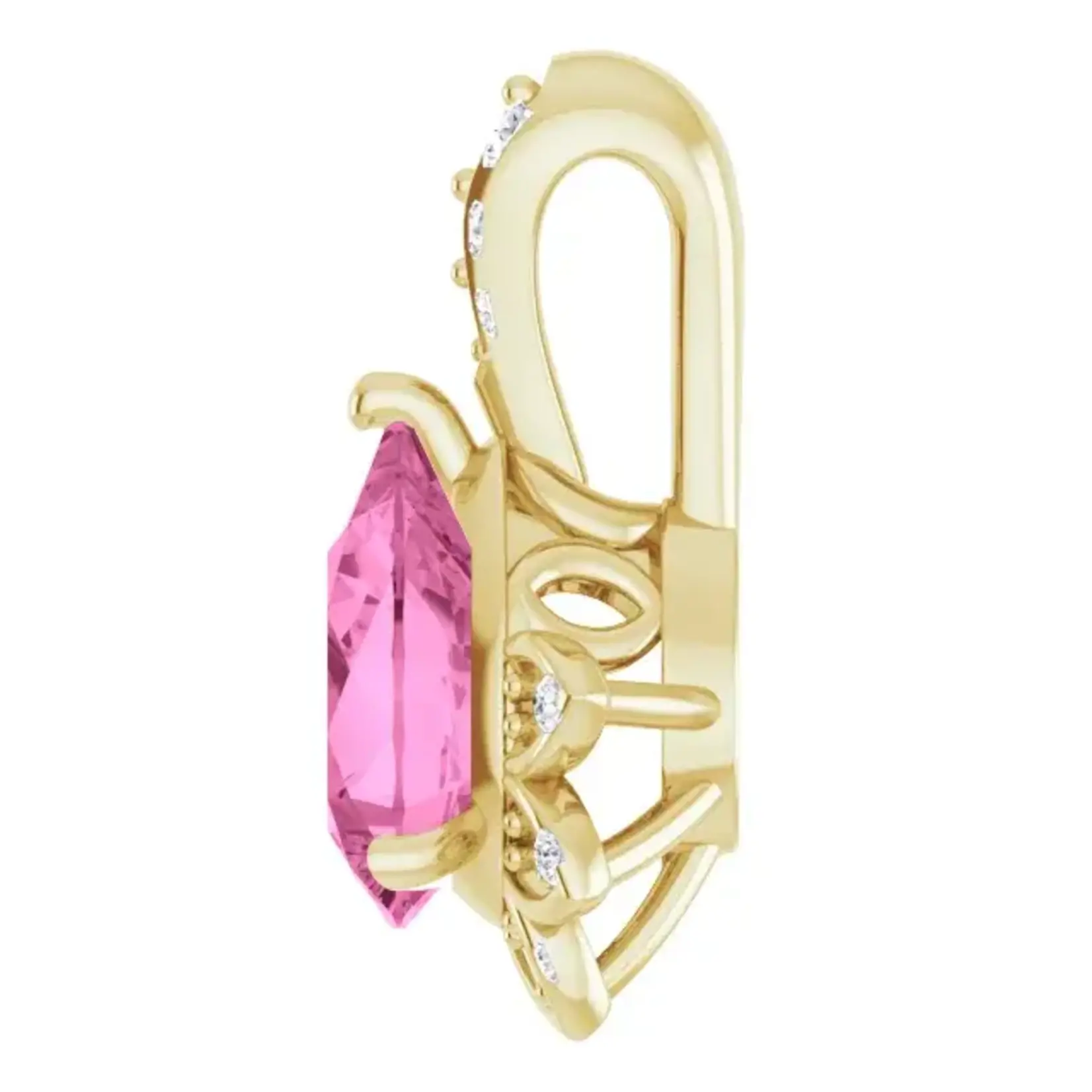 Mckay Diamonds Floral Design Natural Pink Sapphire & Diamond Pendant/ 7x5mm