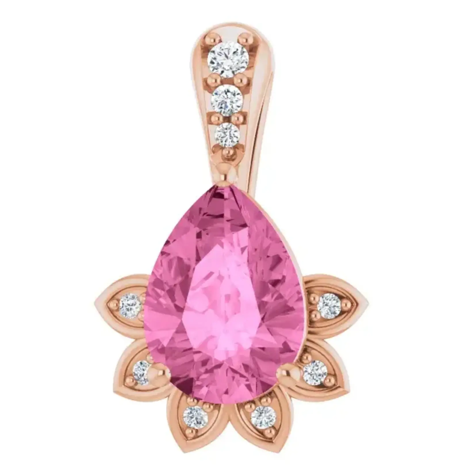 Mckay Diamonds Floral Design Natural Pink Sapphire & Diamond Pendant/ 7x5mm
