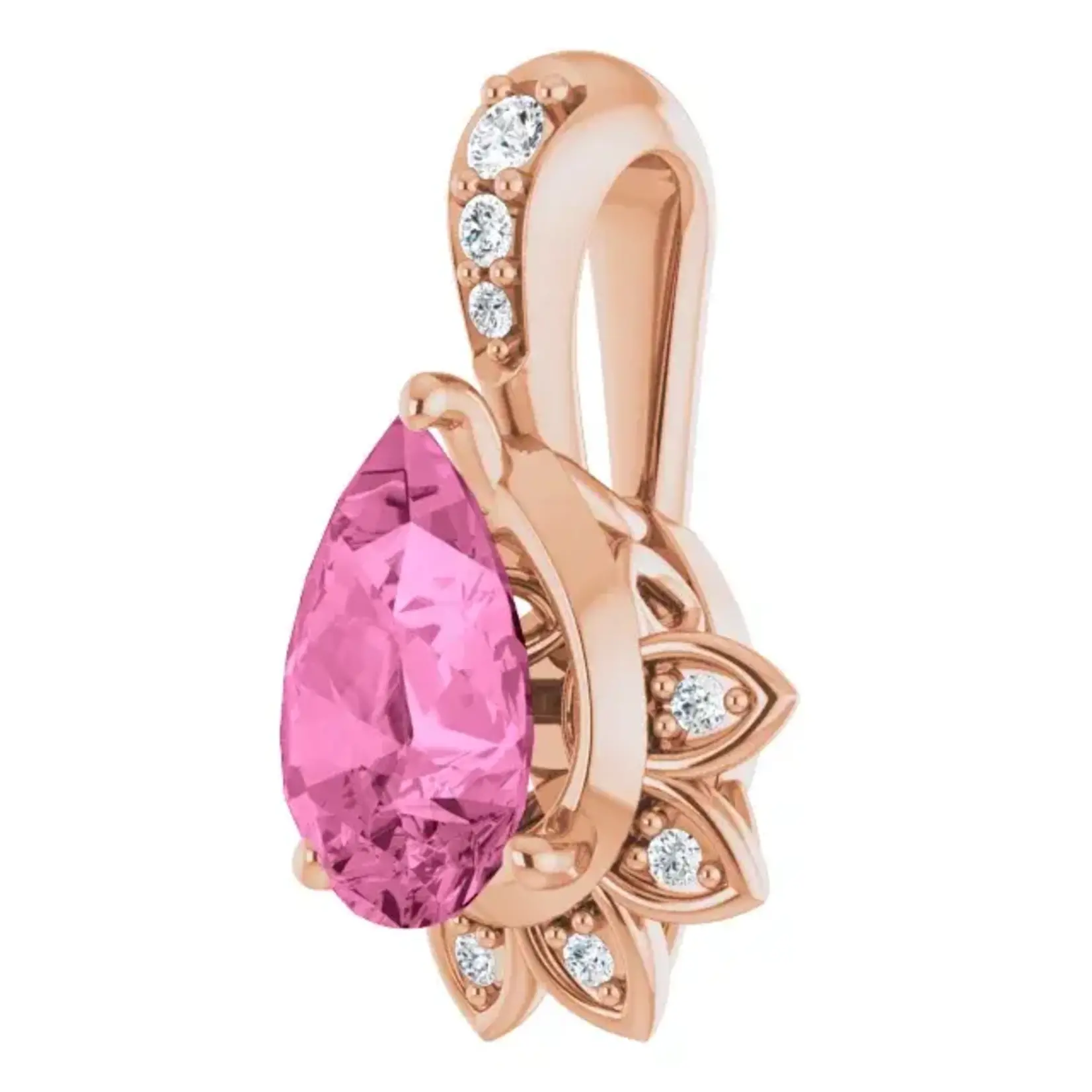 Mckay Diamonds Floral Design Natural Pink Sapphire & Diamond Pendant/ 7x5mm