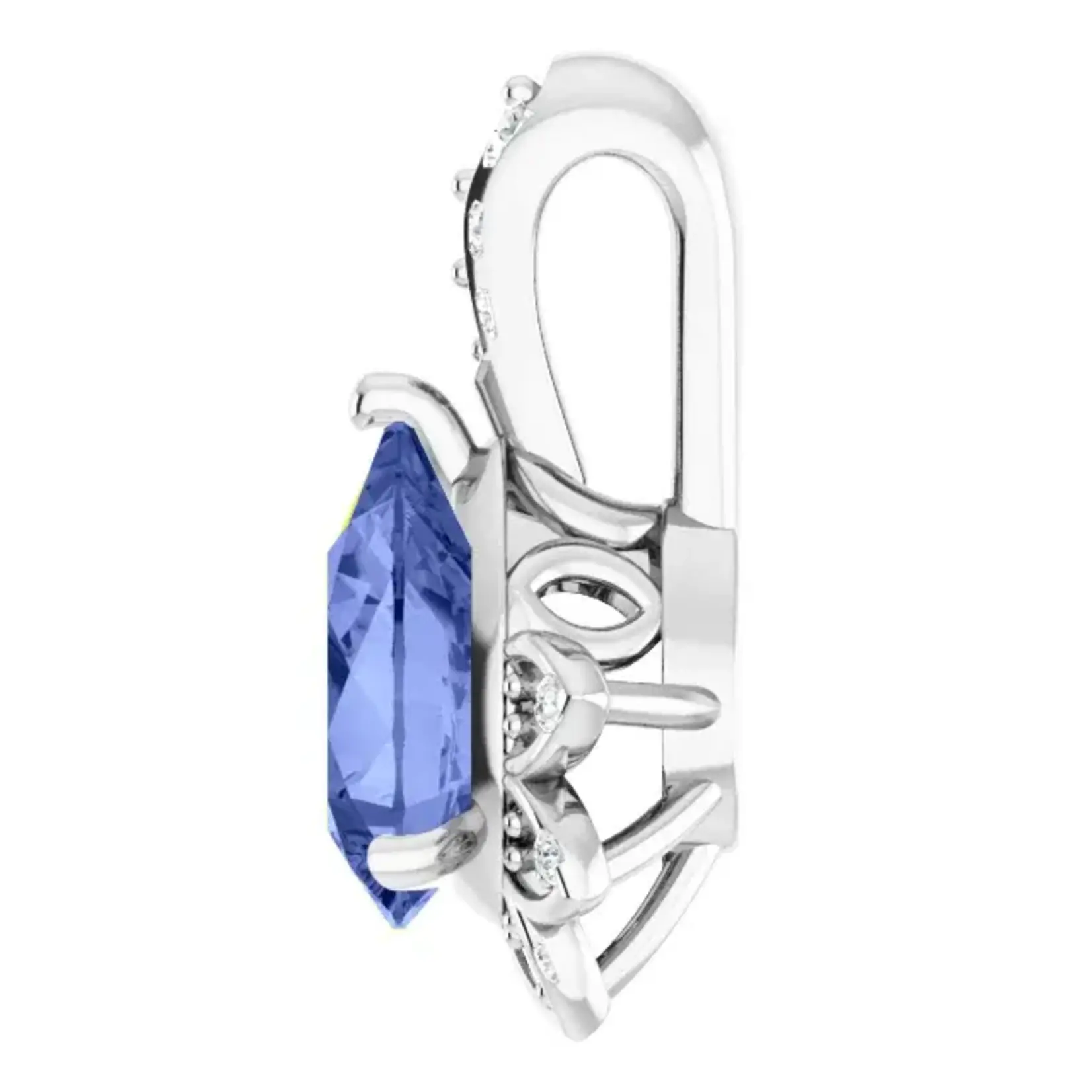 Mckay Diamonds Floral Design Natural Tanzanite & Diamond Pendant/ 7x5mm