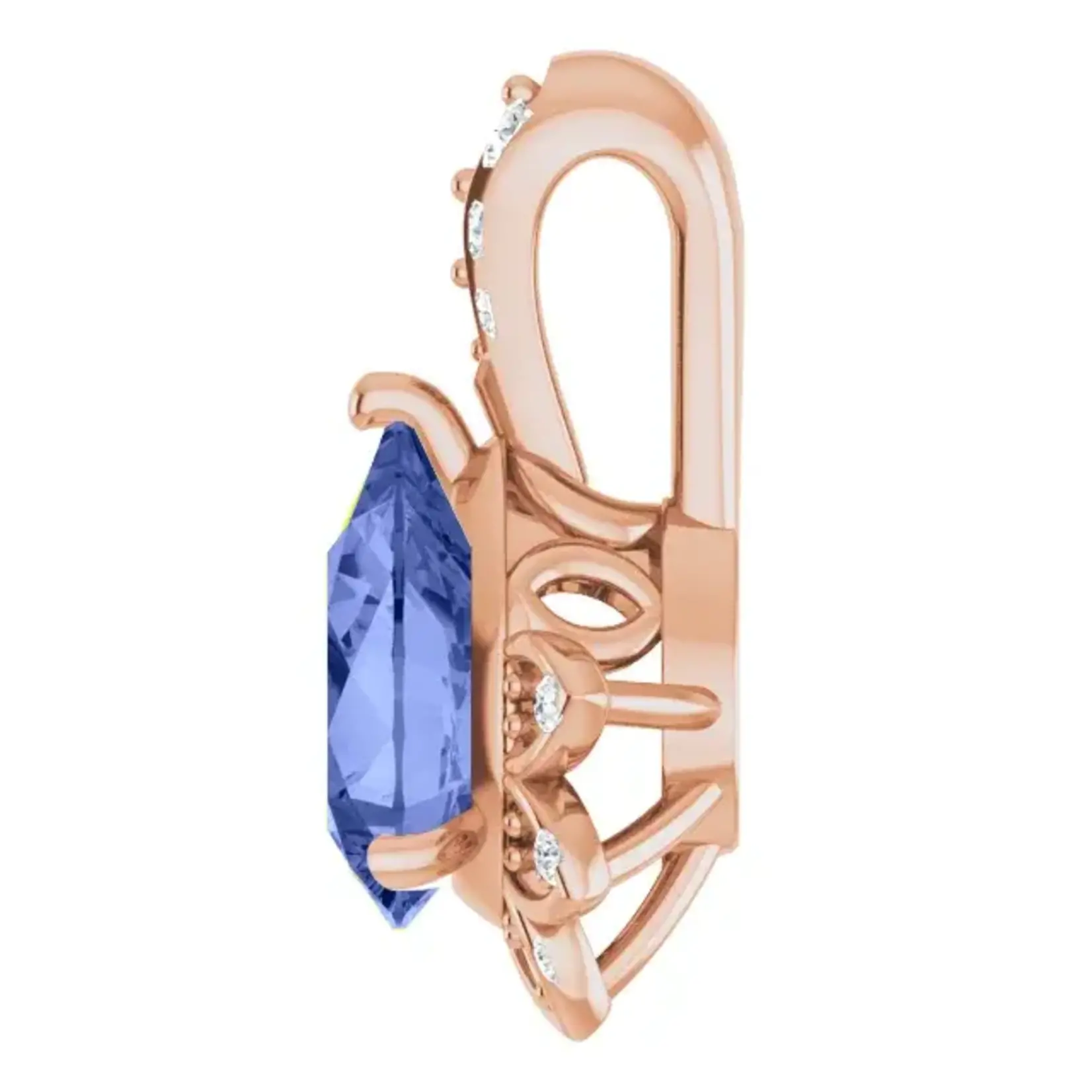 Mckay Diamonds Floral Design Natural Tanzanite & Diamond Pendant/ 7x5mm