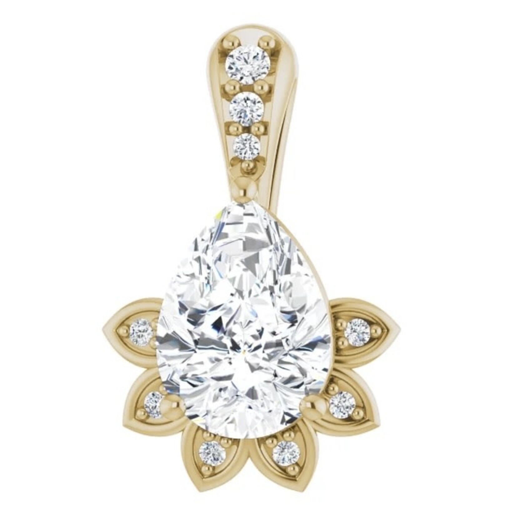 Mckay Diamonds Floral Design Lab Grown Diamond Gold Pendant/ 7x5mm/ F-G VS