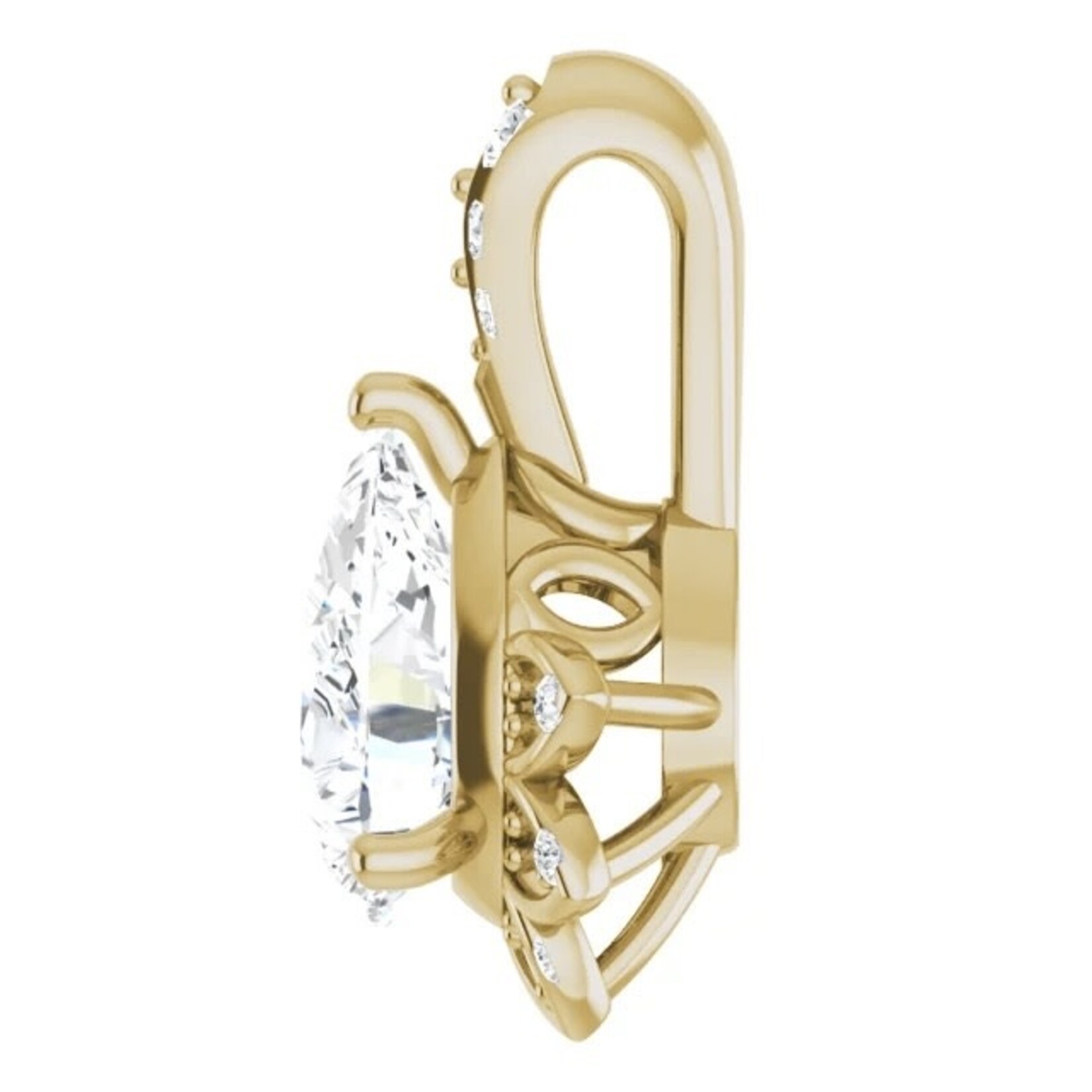 Mckay Diamonds Floral Design Lab Grown Diamond Gold Pendant/ 7x5mm/ F-G VS