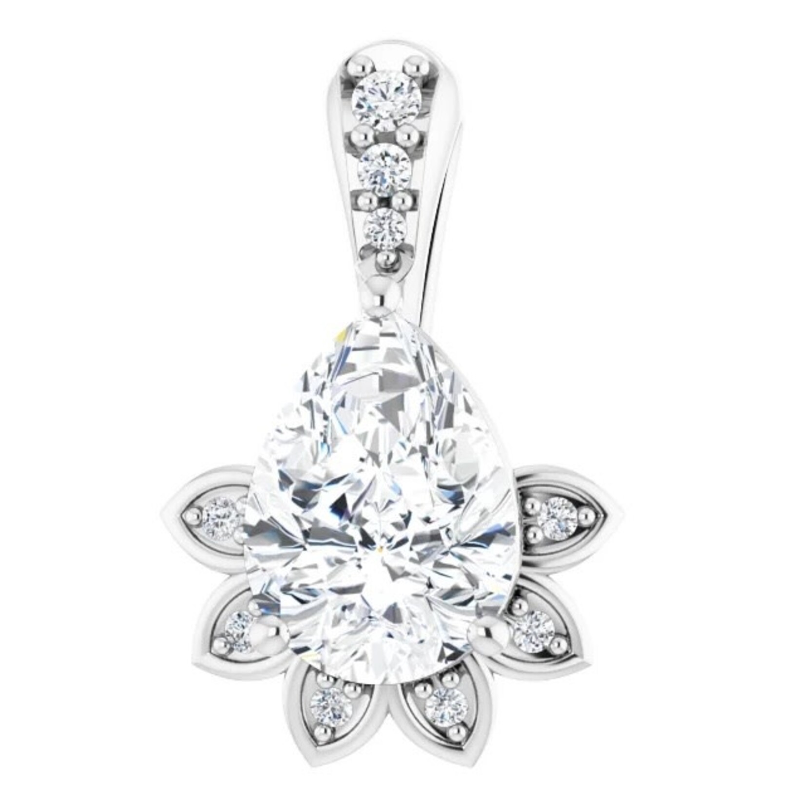 Mckay Diamonds Floral Design Lab Grown Diamond Gold Pendant/ 7x5mm/ F-G VS