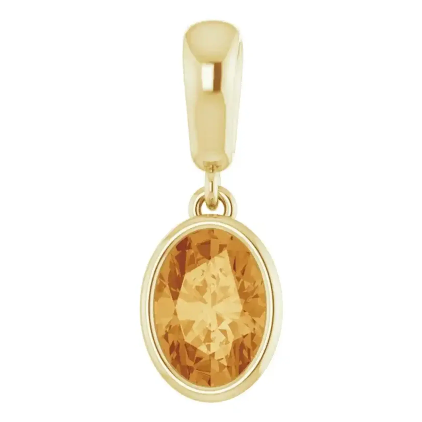 Mckay Diamonds Oval Bezel Set Citrine Gold Pendant/ 7x5mm