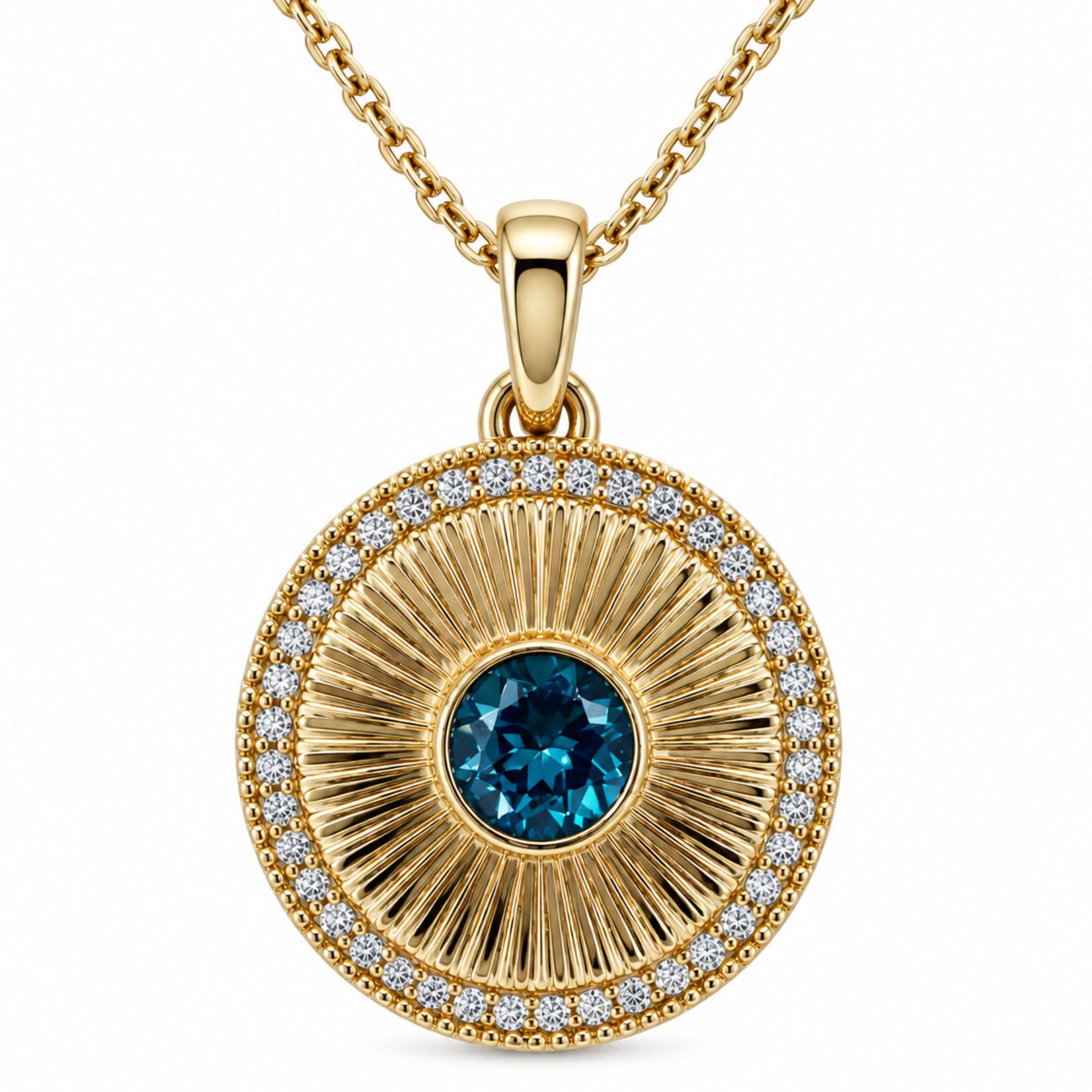 Blue Topaz Sunburst Pendant