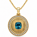 Blue Zircon Sunburst Pendant