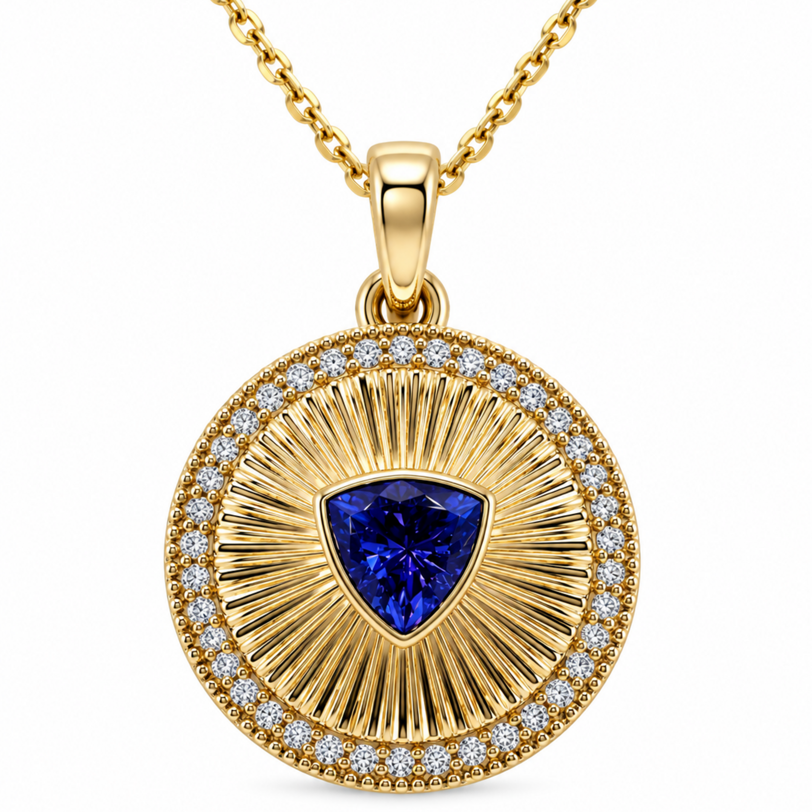 Trillion Tanzanite  Sunburst Pendant
