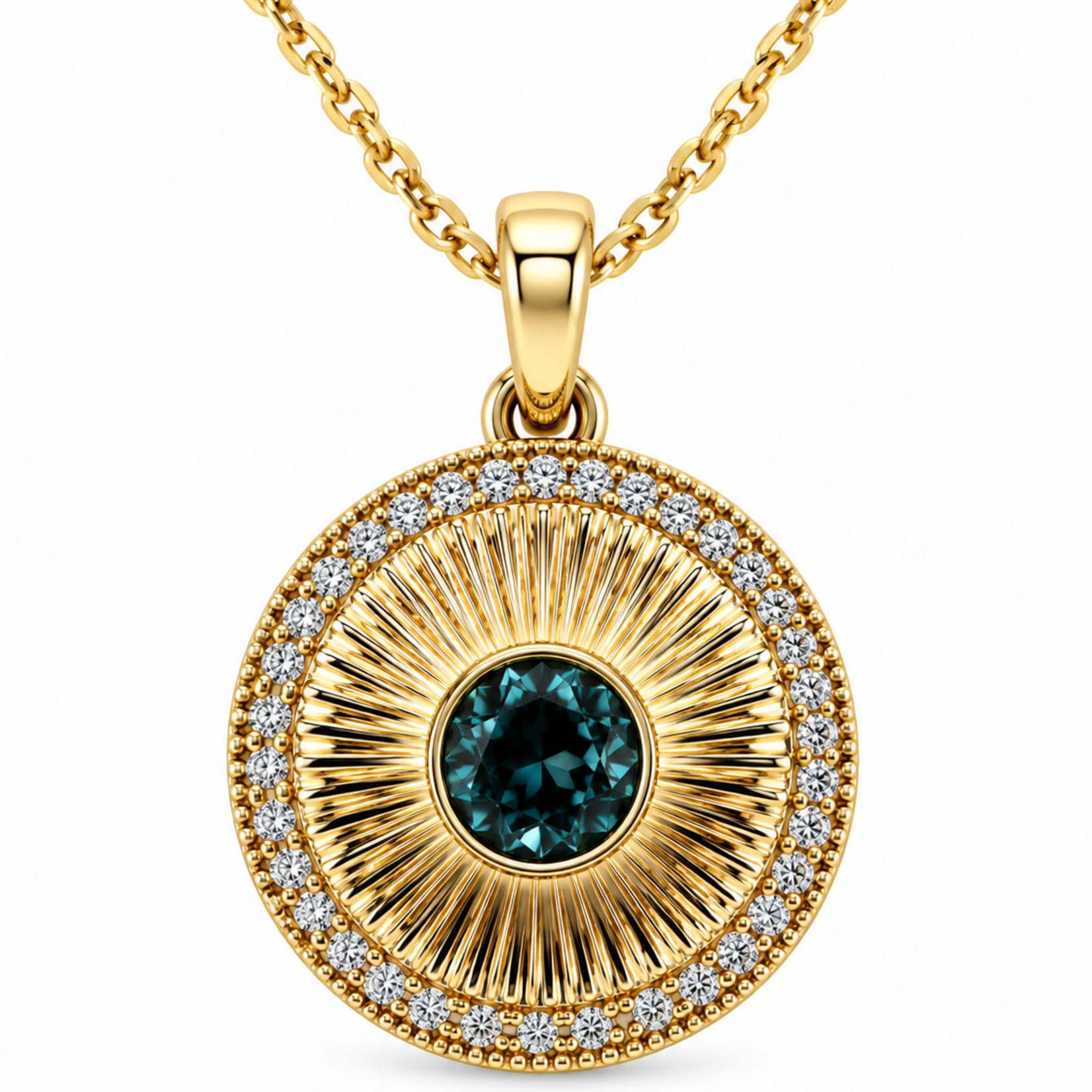 Montana Sapphire Sunburst Pendant