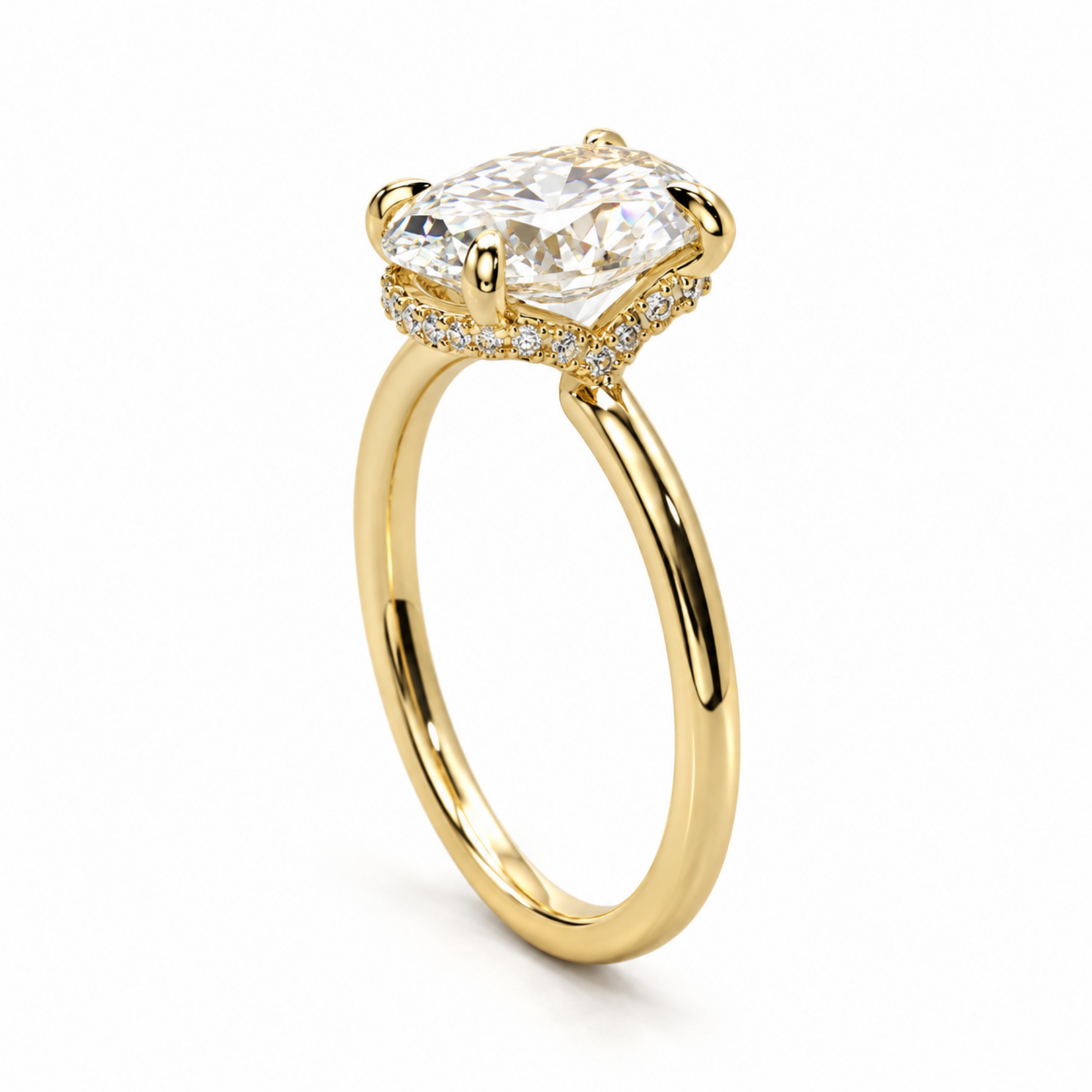Oval Hidden Halo Diamond Ring