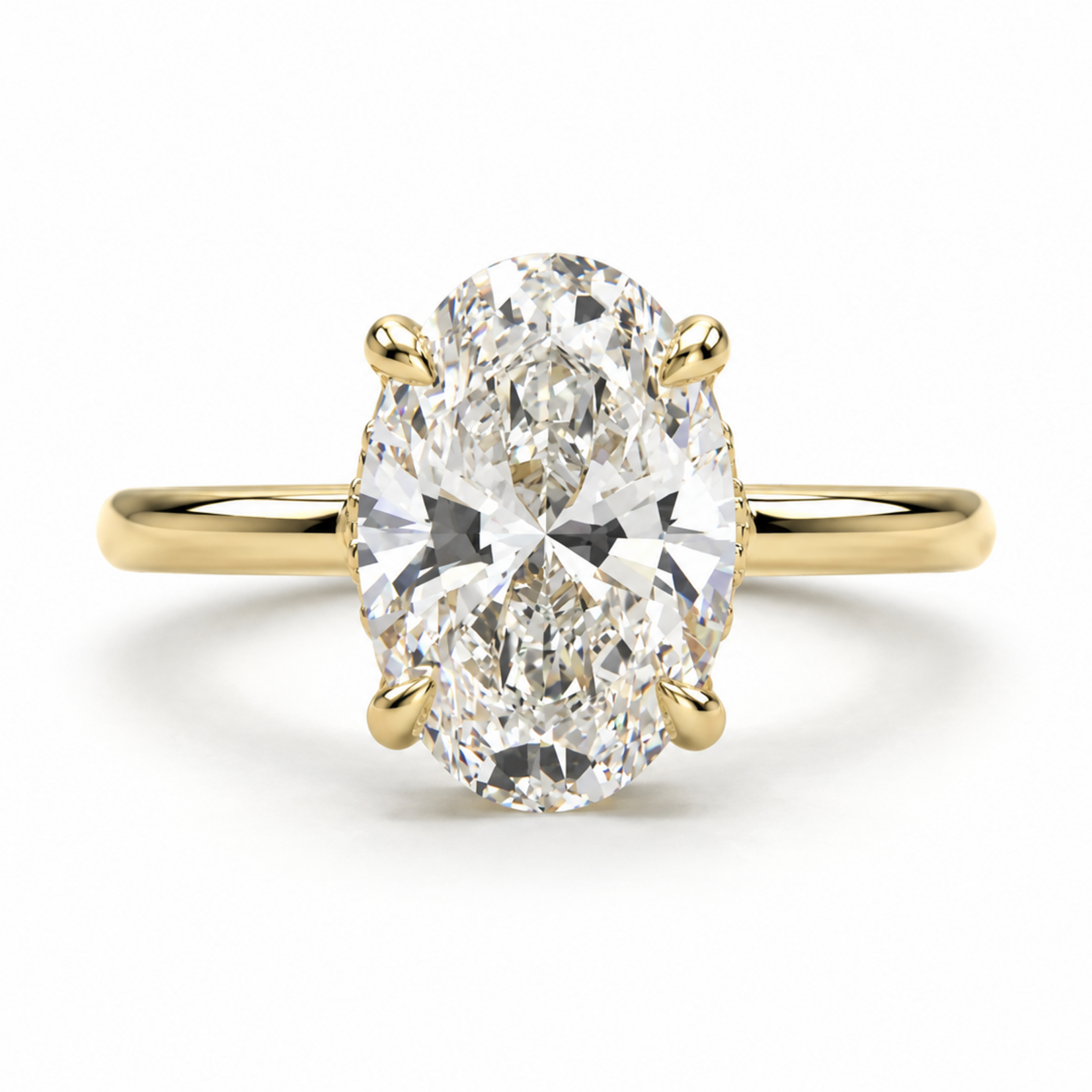 Oval Hidden Halo Diamond Ring