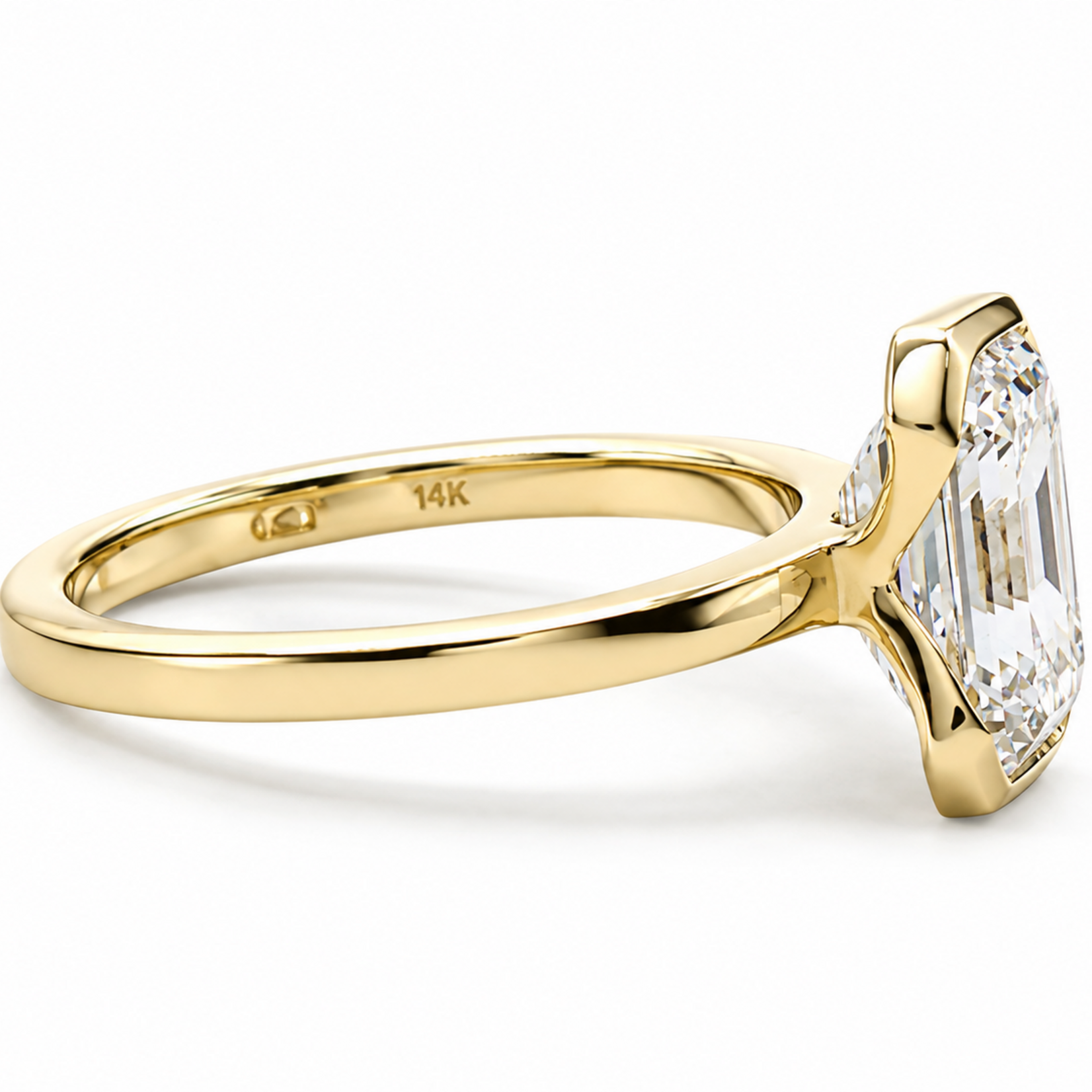 Mckay Diamonds LG Emerald Cut Half Bezel Solitaire Diamond Ring