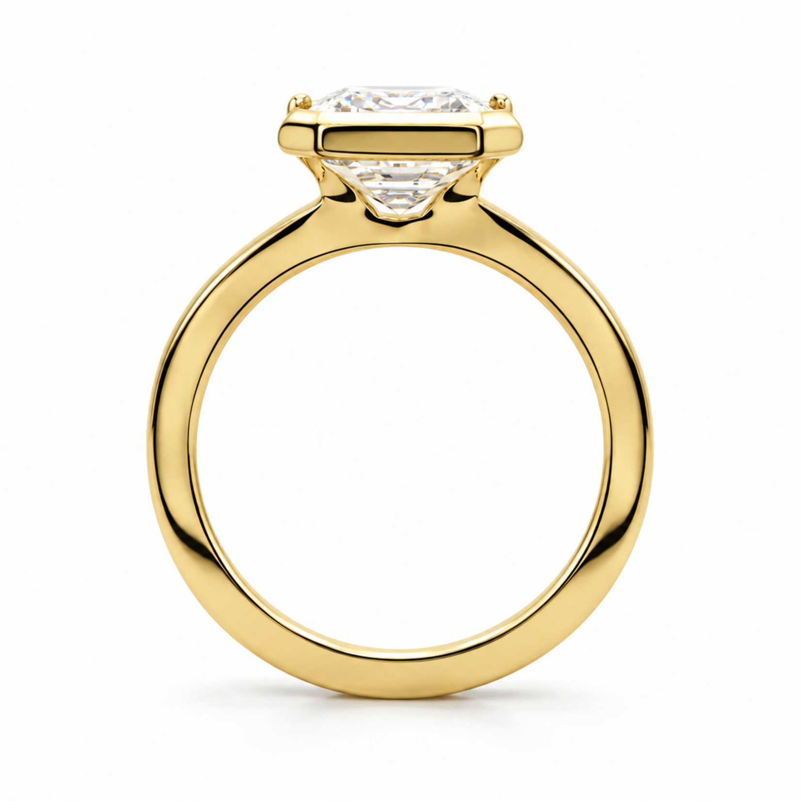 Mckay Diamonds LG Emerald Cut Half Bezel Solitaire Diamond Ring