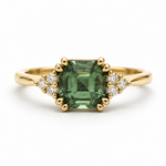 Mckay Diamonds Step-Cut Green Sapphire Ring with Diamond Accents