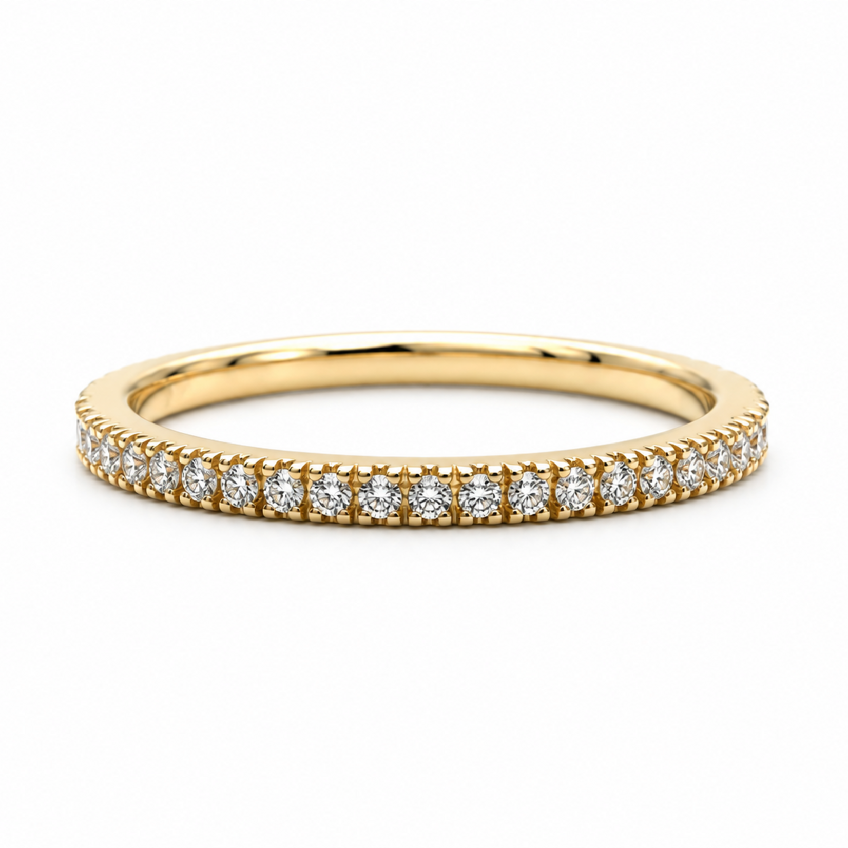14K Gold Small Pavé Band with Lab-Grown Diamonds