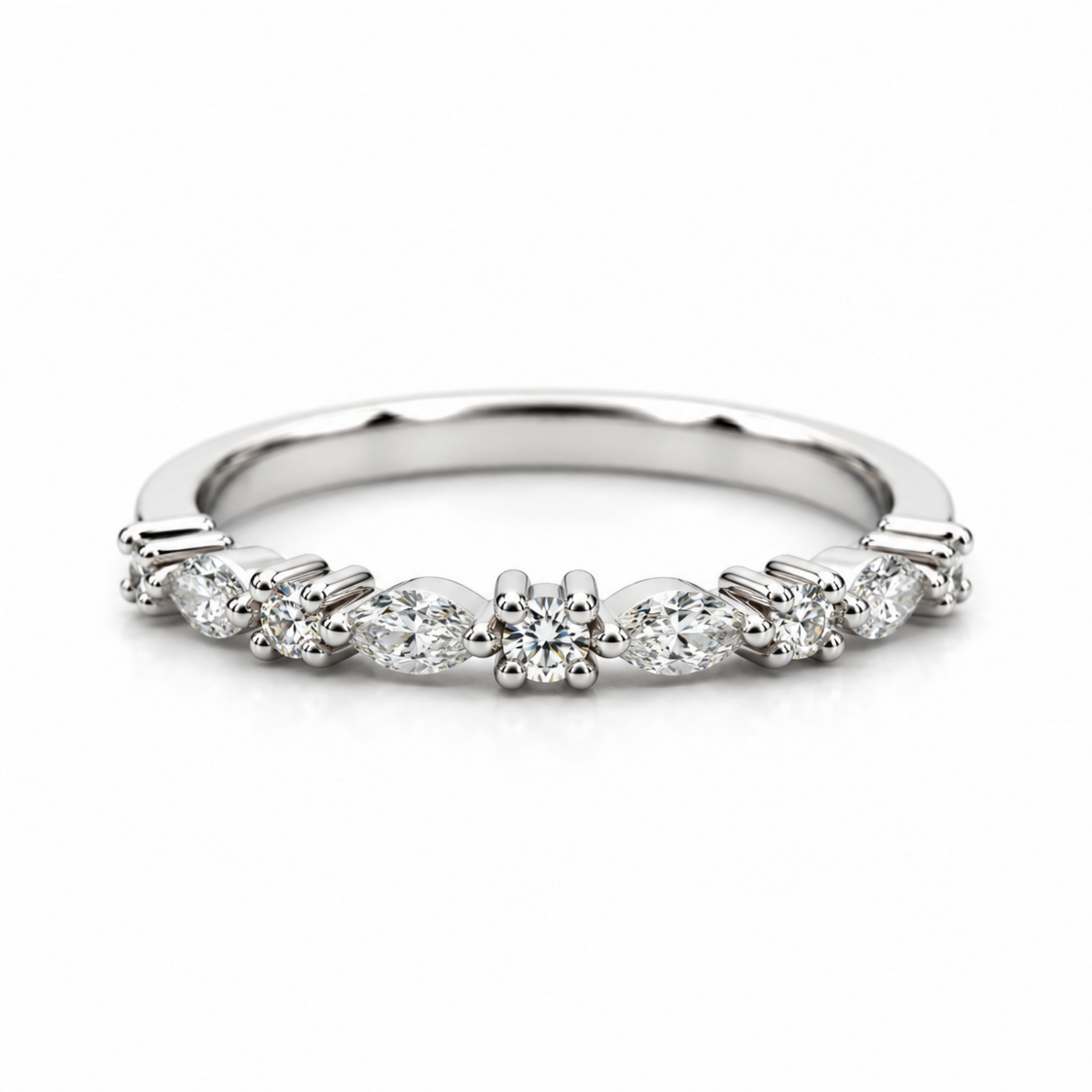 14K Gold Alternating Marquise & Round Lab-Grown Diamond Band