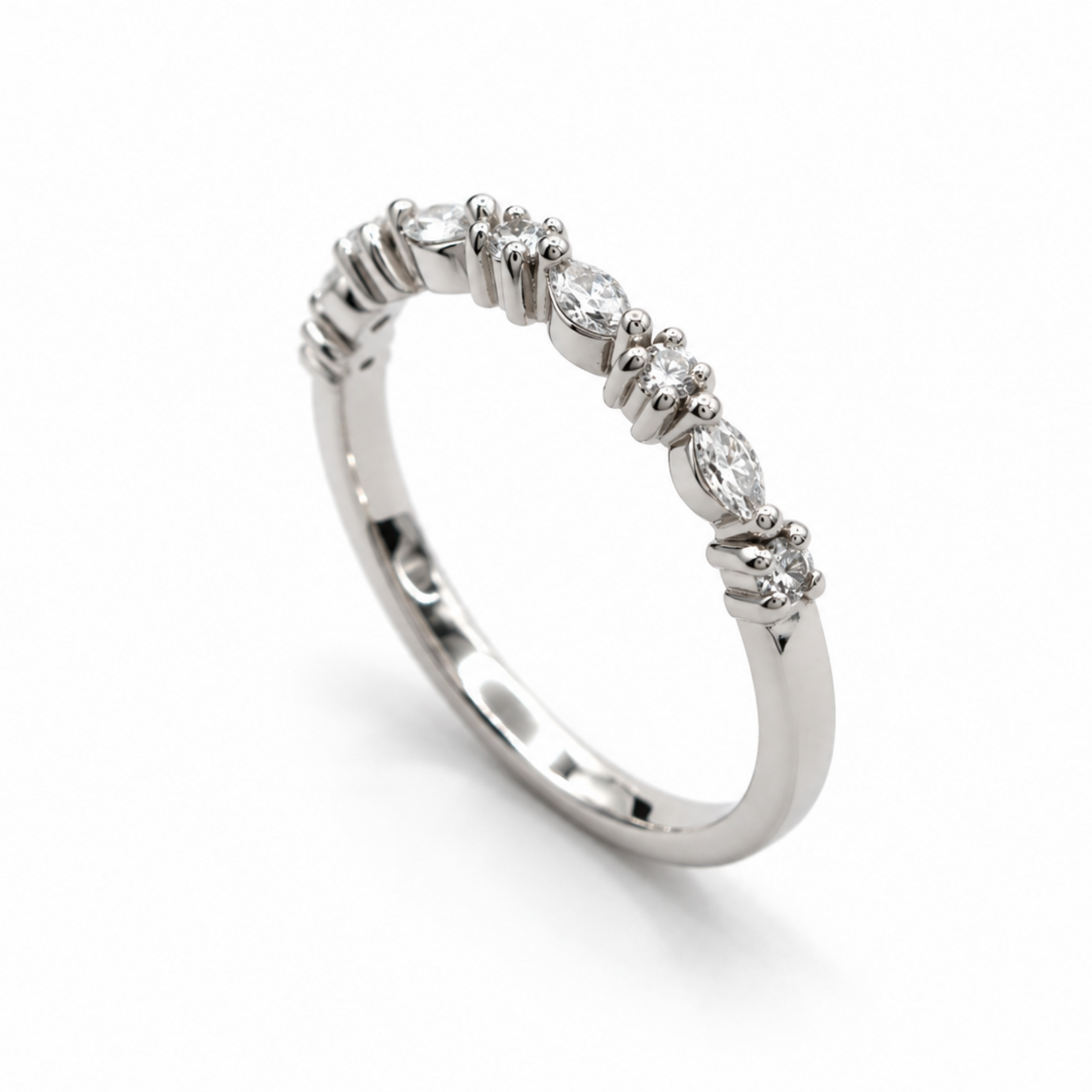 14K Gold Alternating Marquise & Round Lab-Grown Diamond Band