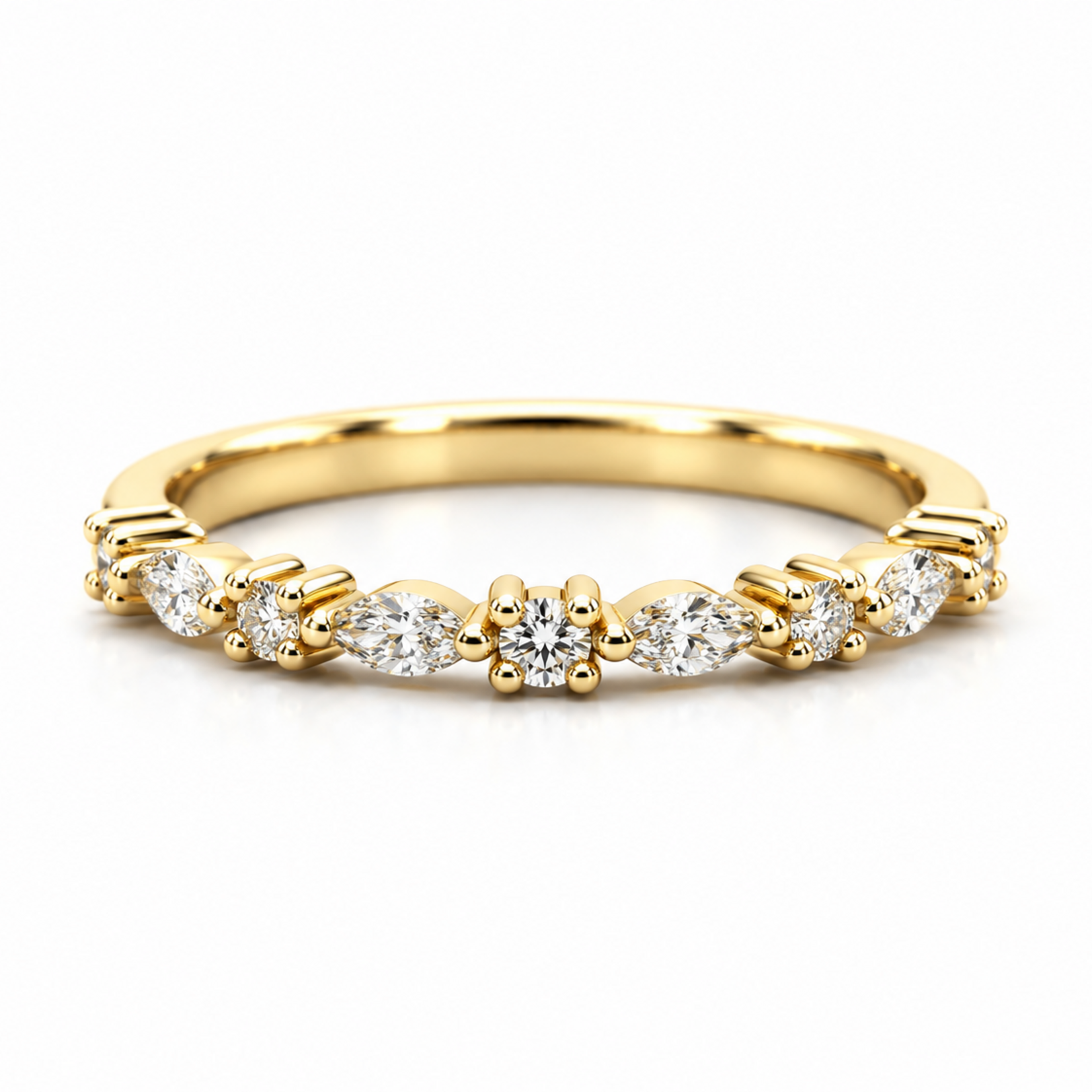 14K Gold Alternating Marquise & Round Lab-Grown Diamond Band