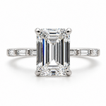 Mckay Diamonds Lab-Grown Emerald Cut Diamond Hidden Halo Ring with Baguette Band