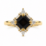 Mckay Diamonds Black Sapphire and Crown Diamond Halo Ring