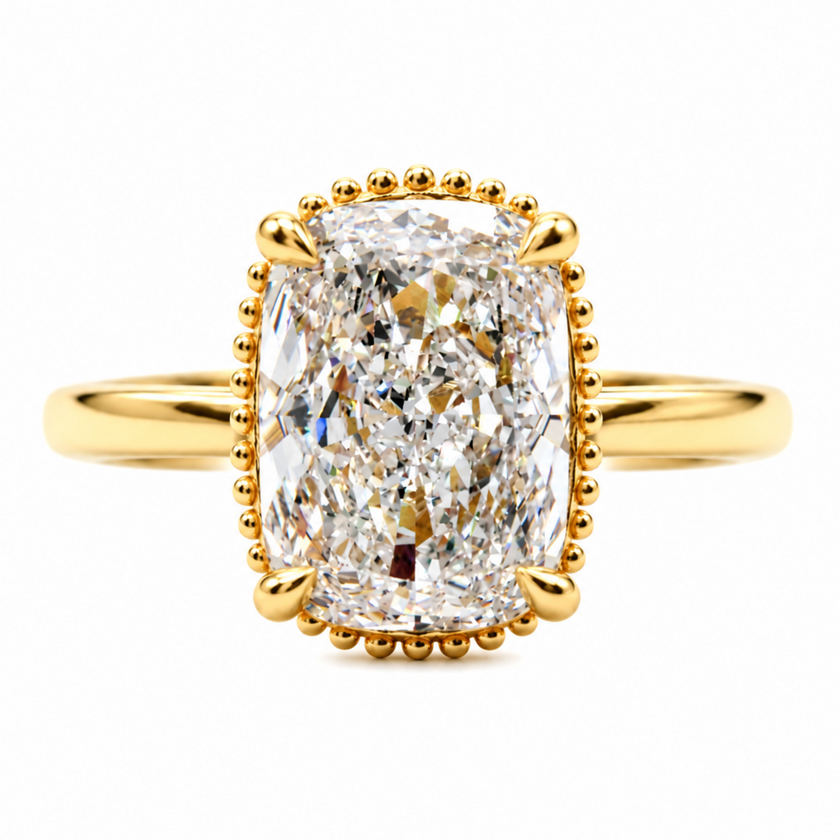 Mckay Diamonds LG Elongated Cushion Miligree Halo Diamond Ring