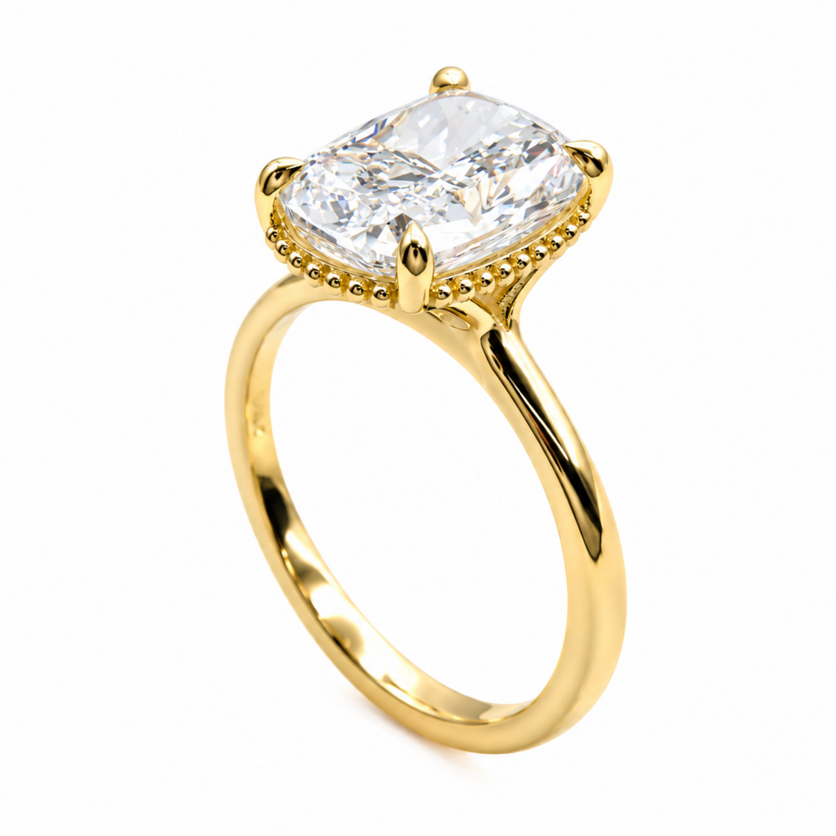 Mckay Diamonds LG Elongated Cushion Miligree Halo Diamond Ring