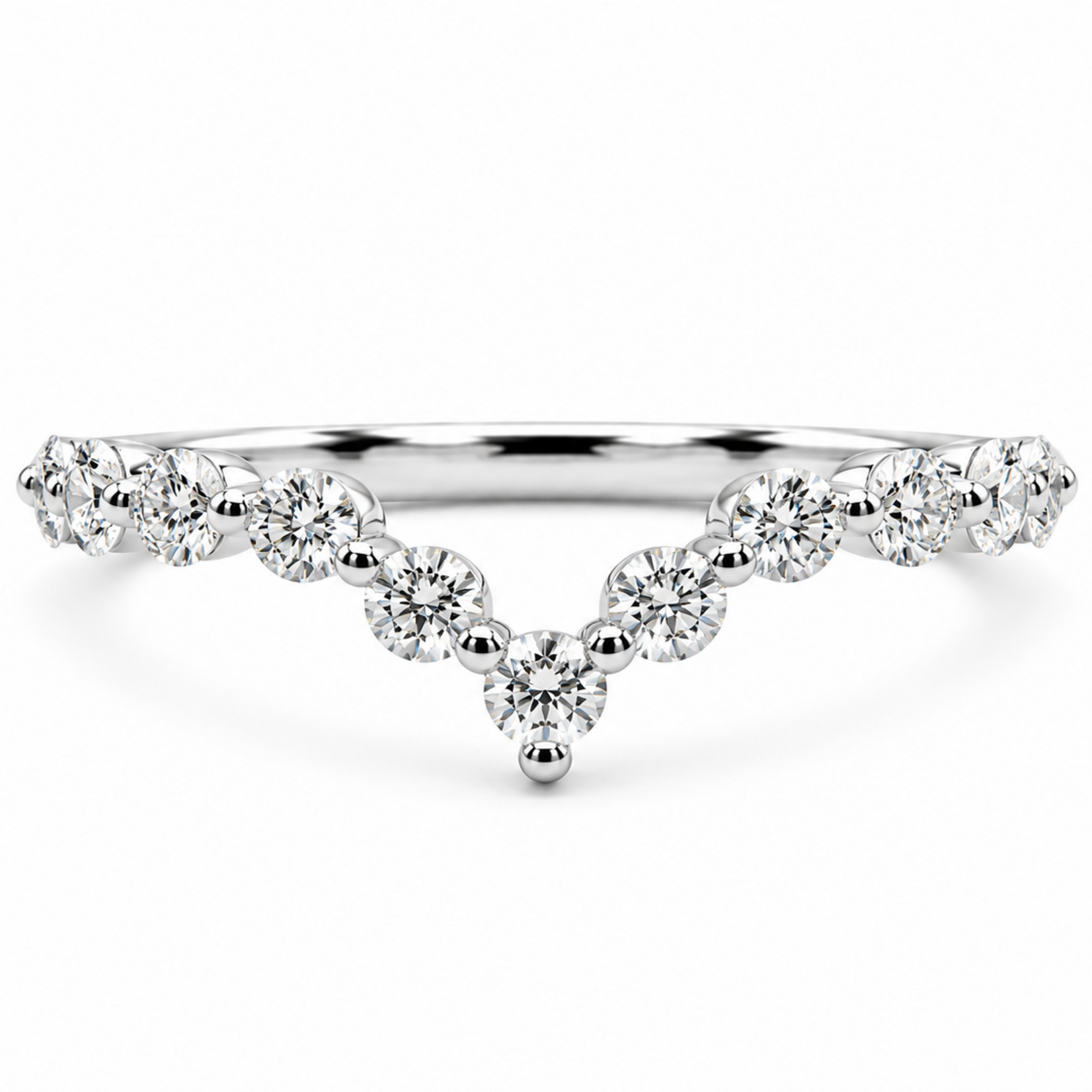 14K Gold Contour Shared Prong Band with Lab-Grown Diamonds