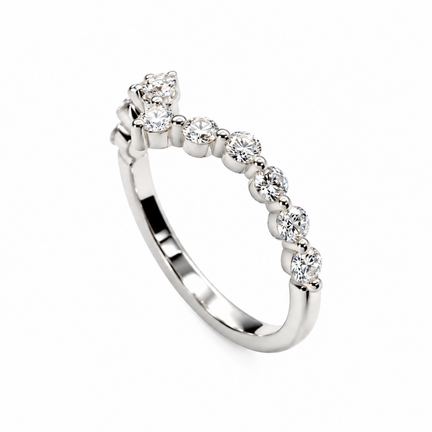 14K Gold Contour Shared Prong Band with Lab-Grown Diamonds