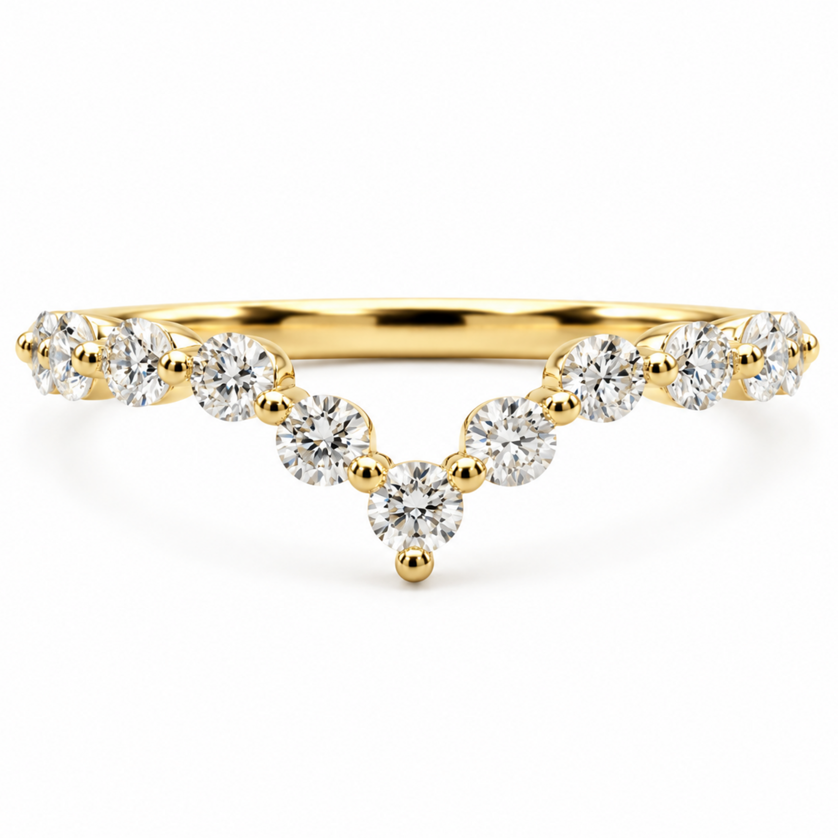 14K Gold Contour Shared Prong Band with Lab-Grown Diamonds