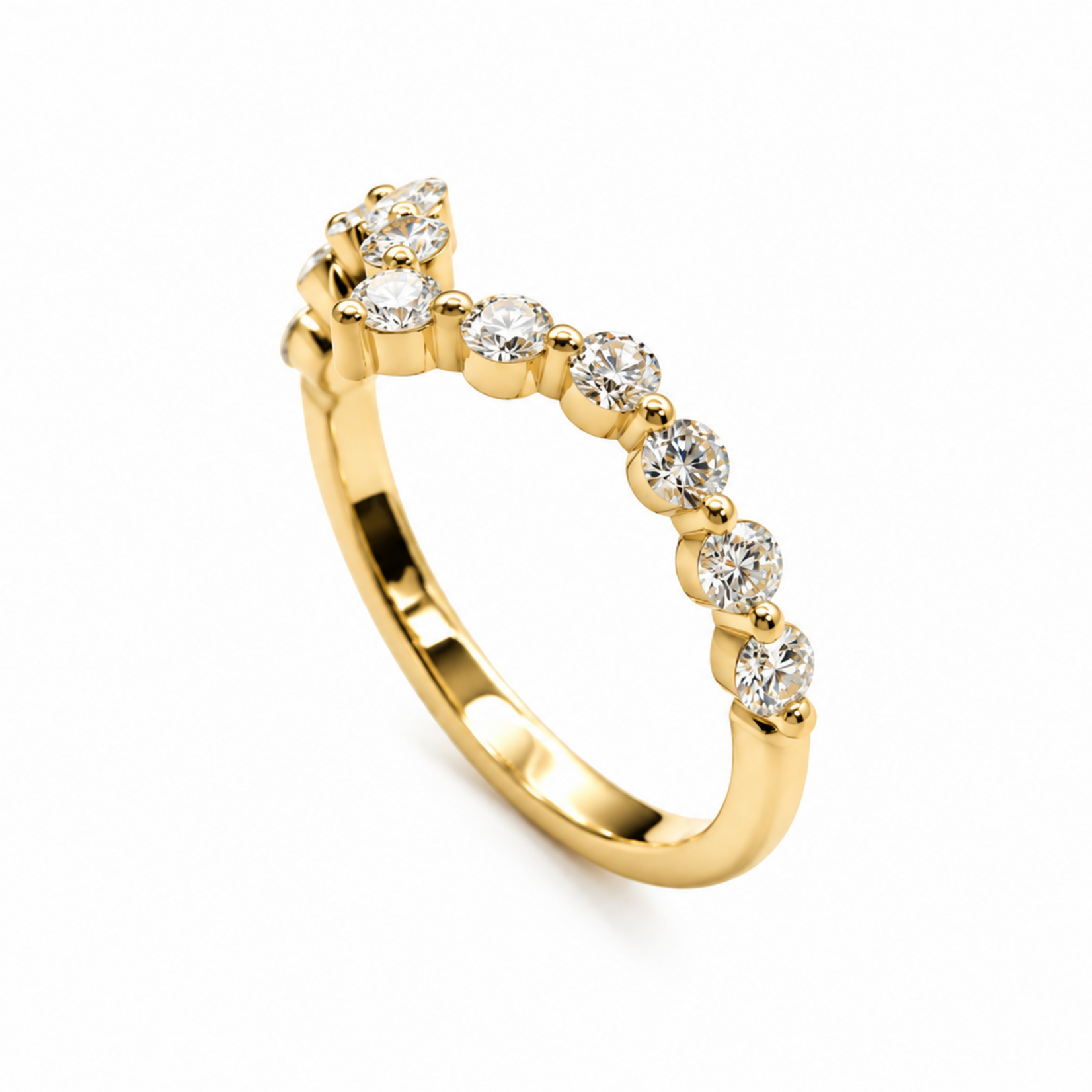 14K Gold Contour Shared Prong Band with Lab-Grown Diamonds