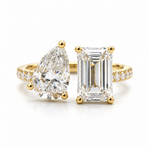 Mckay Diamonds LG Toi et Moi Ring Featuring Pear-Shaped Diamond and Emerald