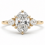 Mckay Diamonds Lab-Grown Oval Diamond Ring with Pear Side Stones