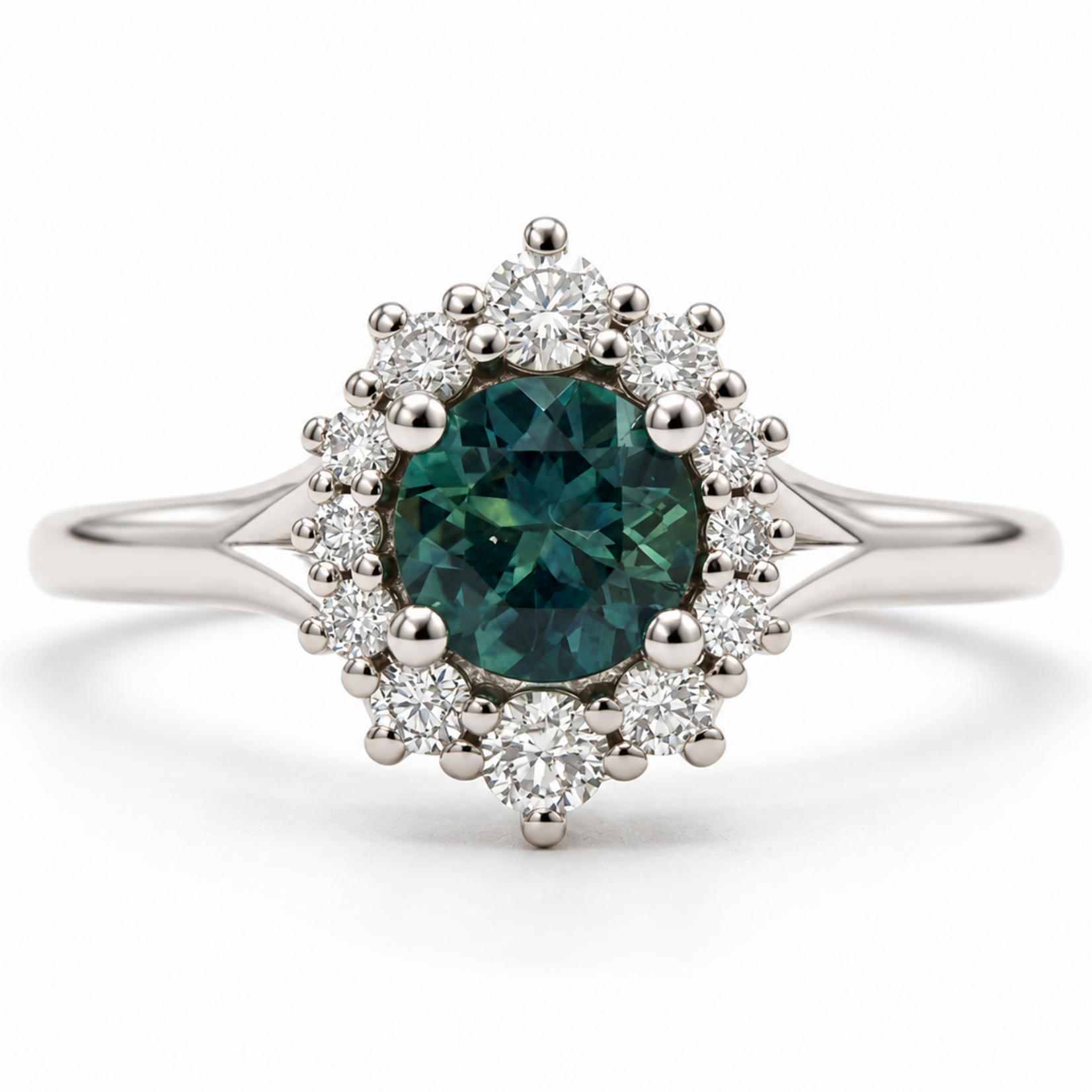Mckay Diamonds Montana Blue Sapphire Halo Diamond Ring