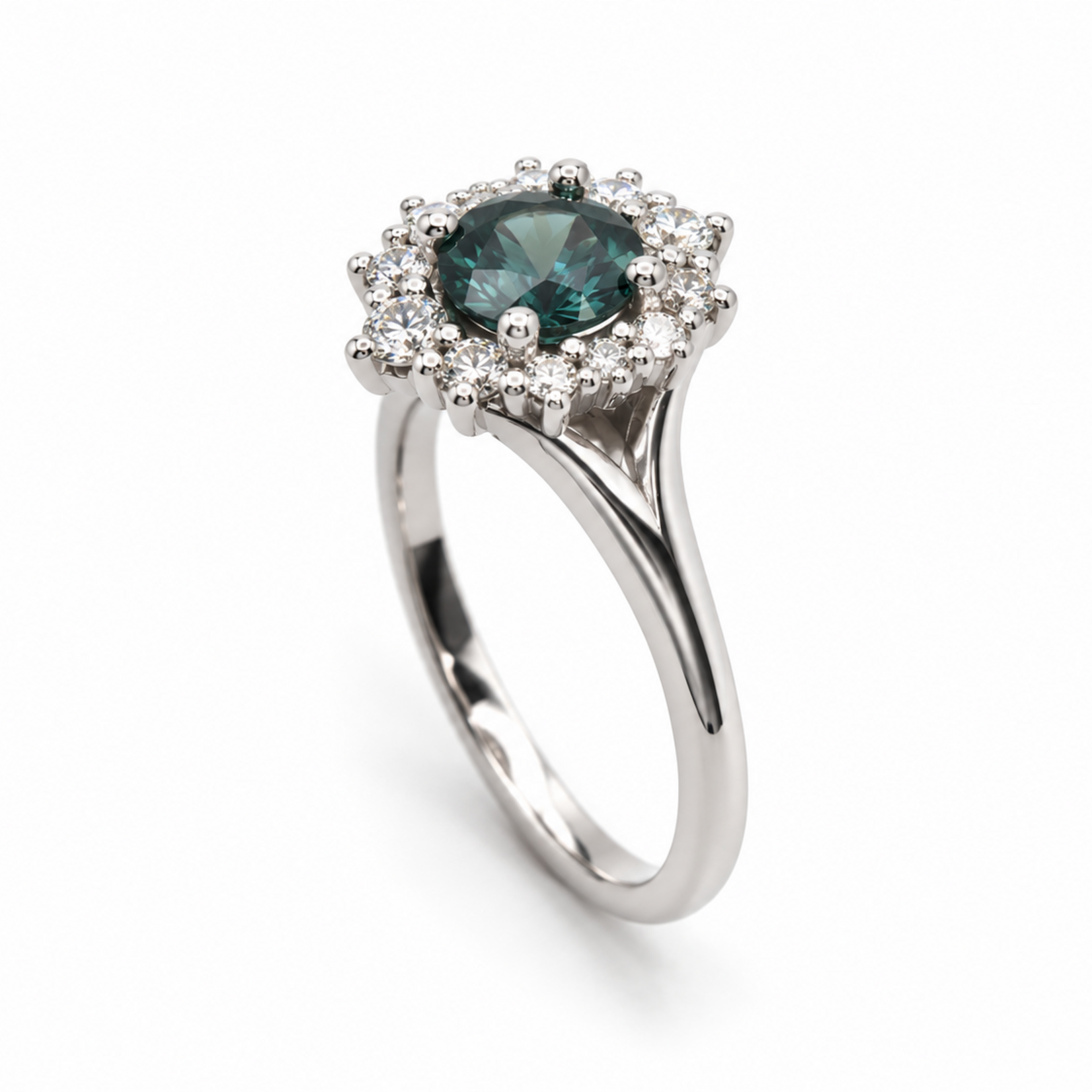 Mckay Diamonds Montana Blue Sapphire Halo Diamond Ring