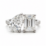 Mckay Diamonds LG Toi et Moi Ring Featuring Pear-Shaped Diamond and Emerald